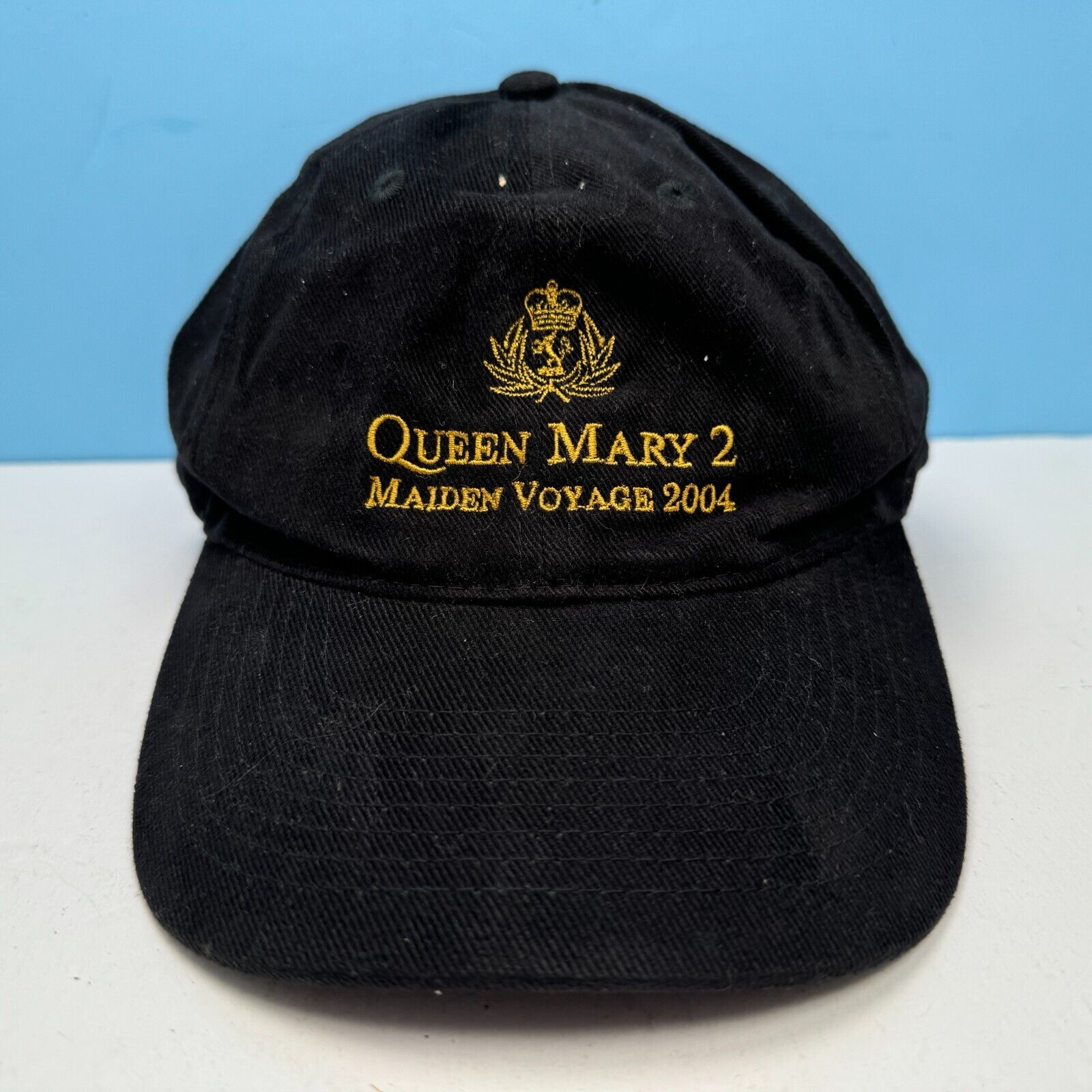 Cunard Line Queen Mary 2 World Voyage 2004 Crew Cap Black Gold Embroidered EXC