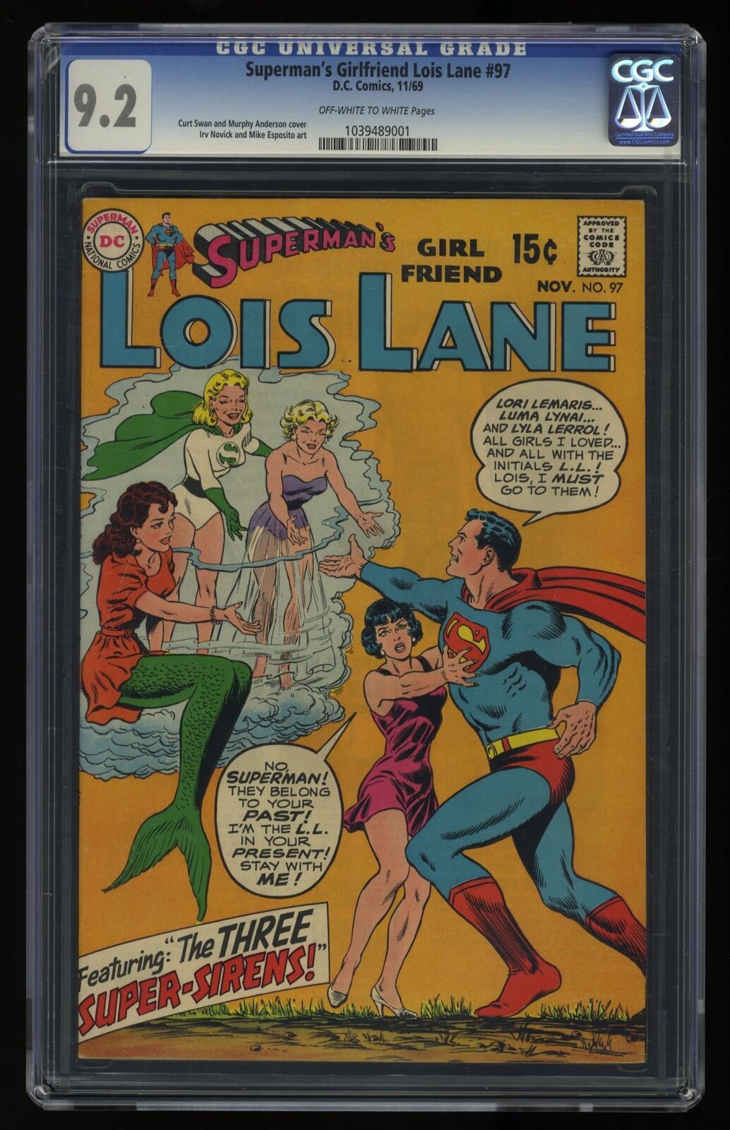 Superman's Girl Friend, Lois Lane #97 CGC NM- 9.2 Off White to White DC Comics