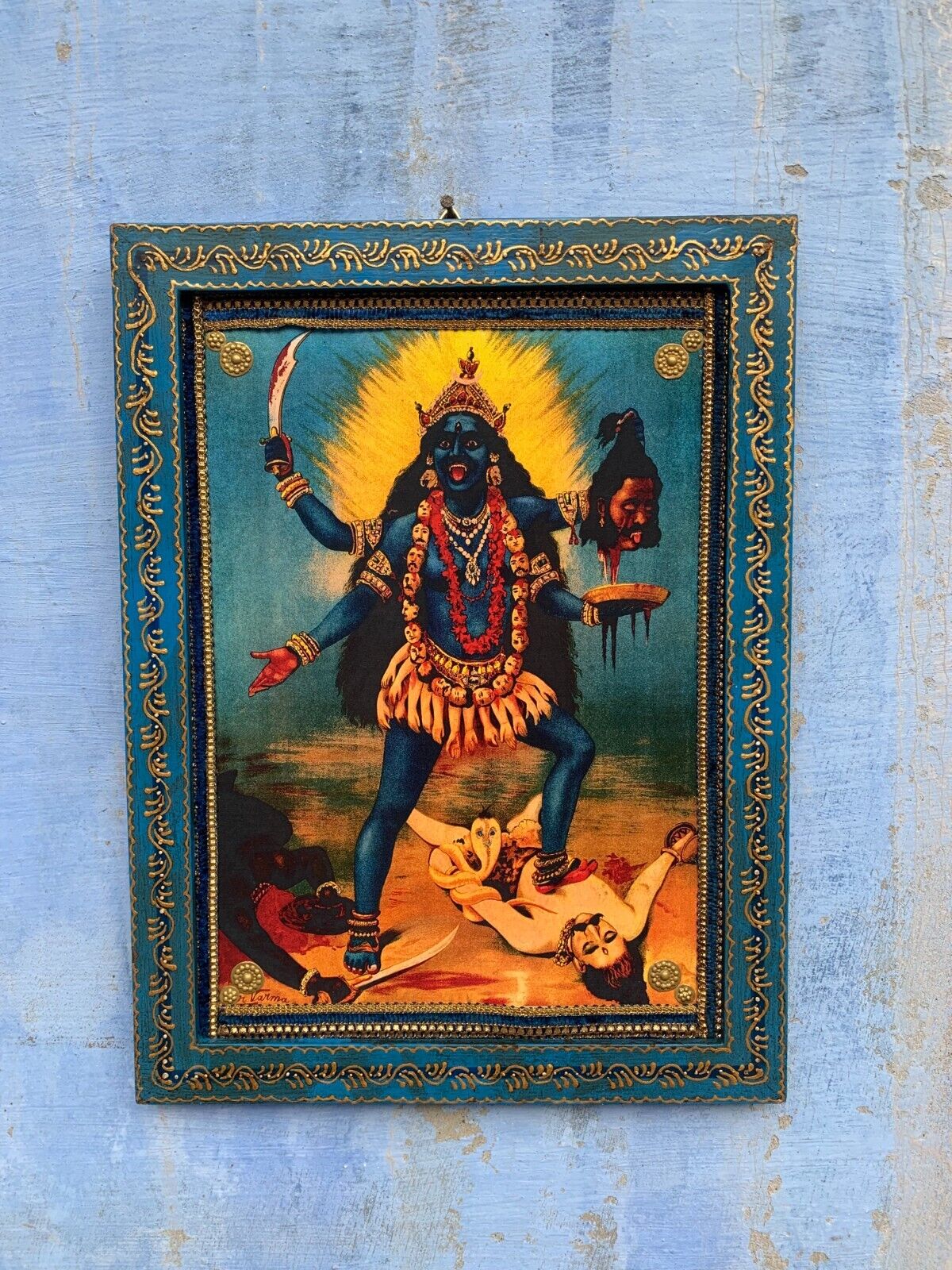 Picture Frame Kali, Wall art, Wall Decor Vintage Indian Goddess Photo- 8.5x11.5\