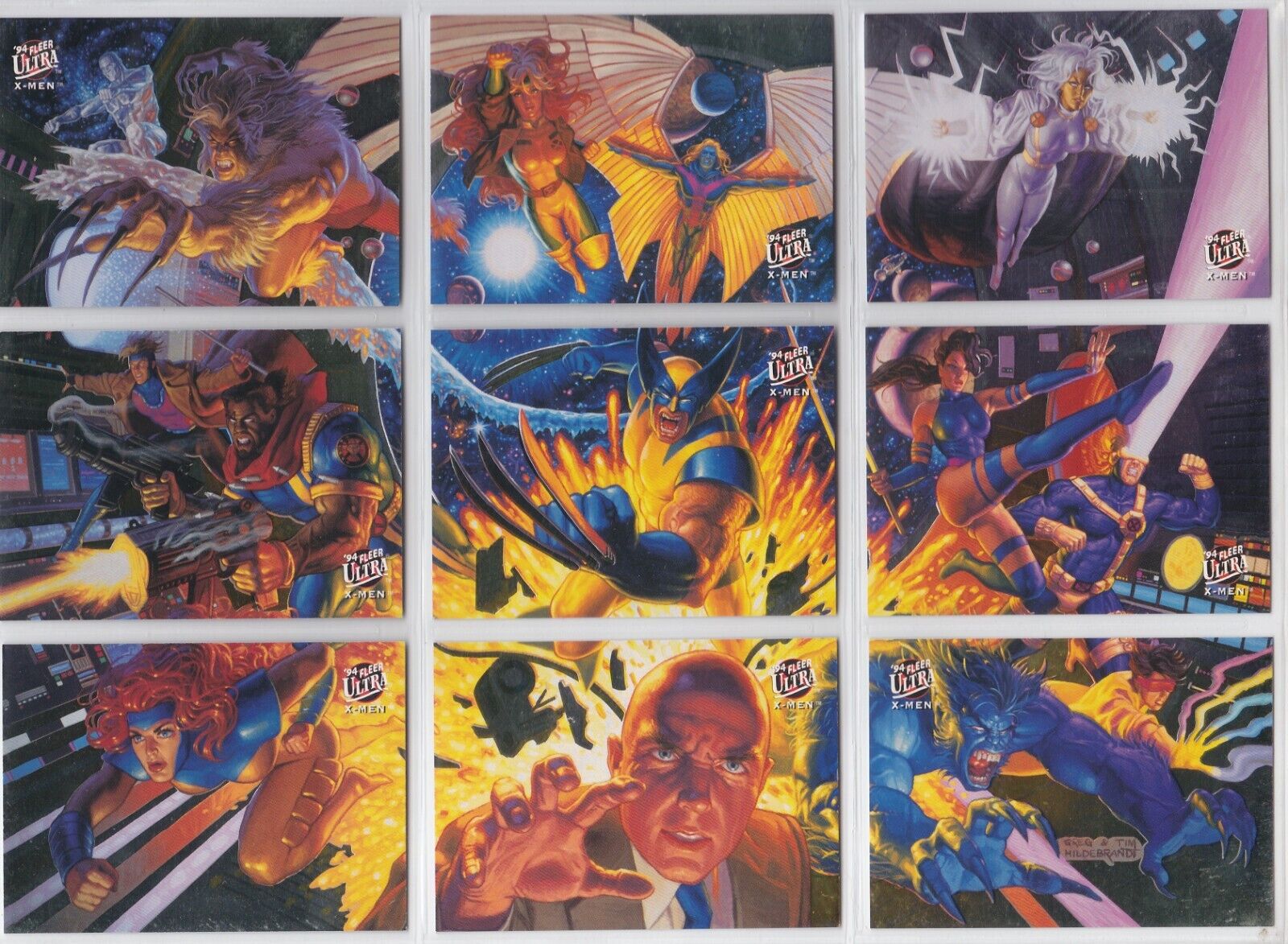 1994 Fleer Ultra X-Men TEAM PORTRAIT Foil Insert Set of 9 Cards, NM-M Marvel