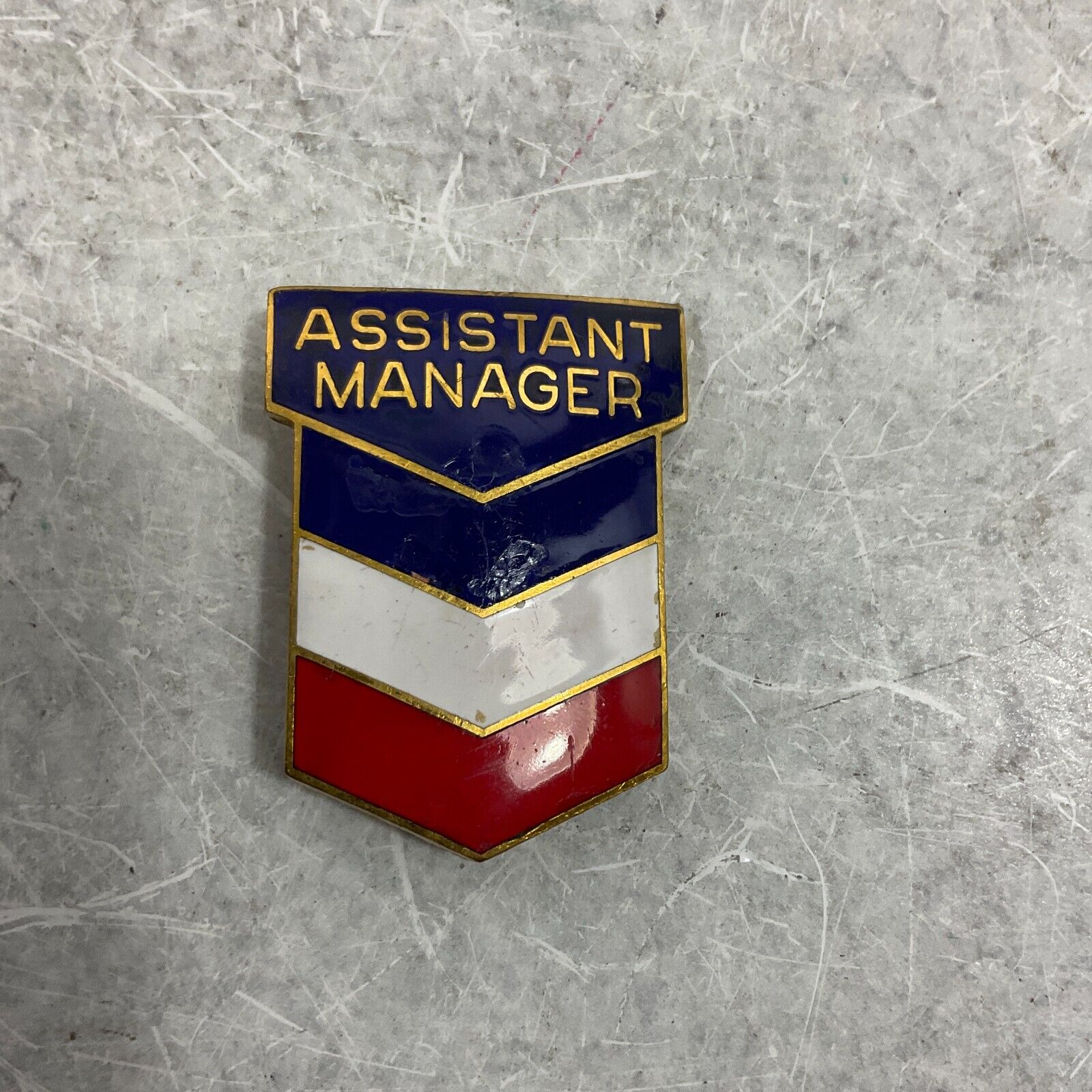 Vintage c1960s Enamel Chevron Pin Back Badge Assistant Manager Uniform Pinback