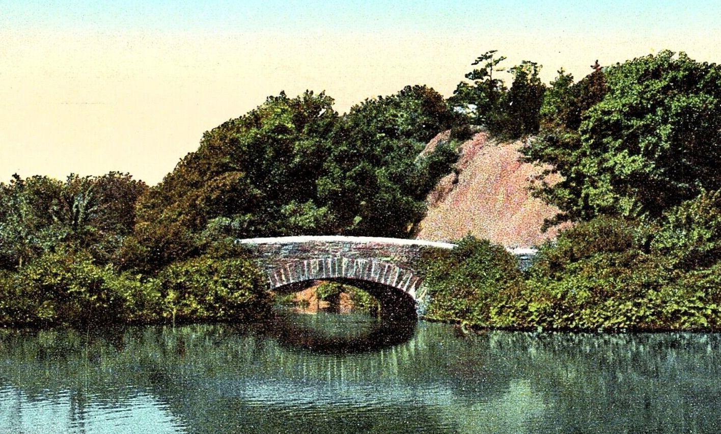 Vintage Postcard Massachusetts, Bridge and Rock Franklin Park Boston  MA. c1910