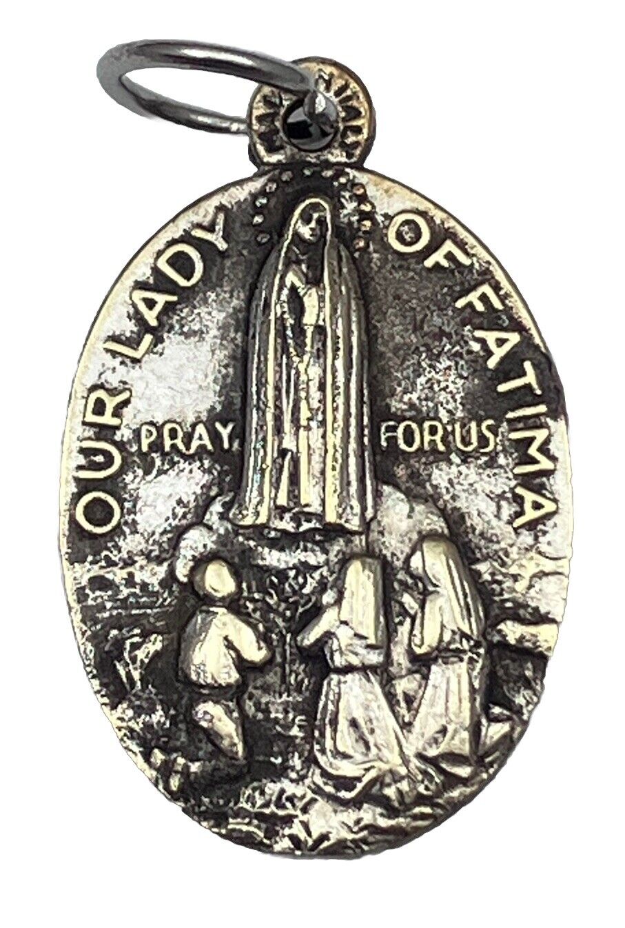 Vintage Catholic Our Lady Fatima & Sacred Heart Jesus Religious Medal Italy