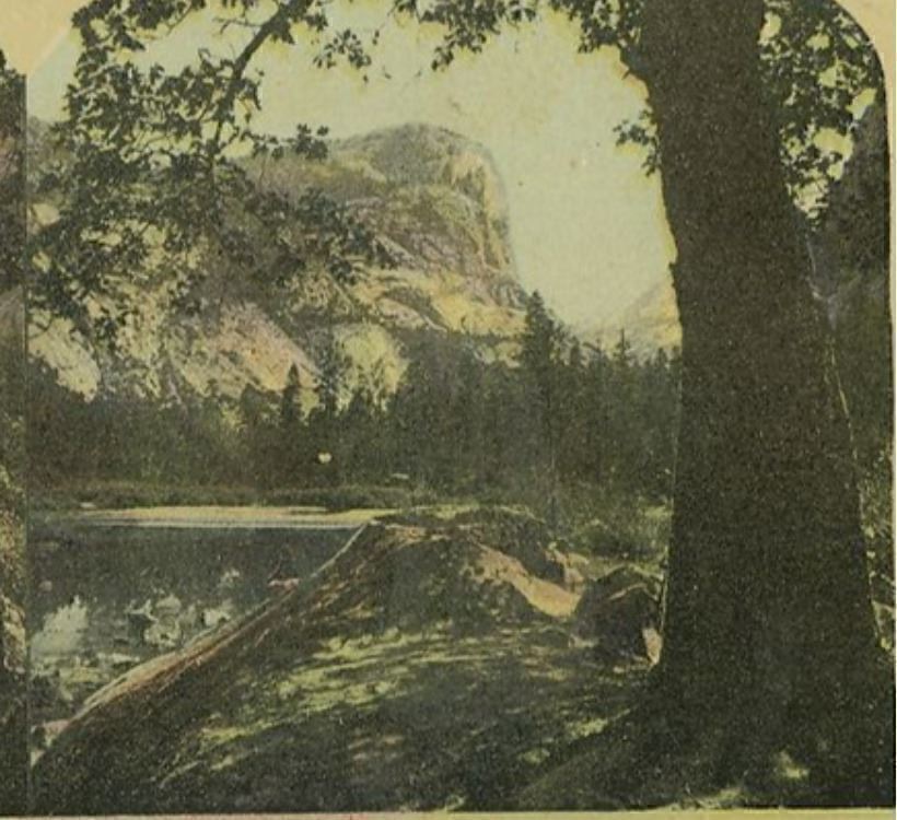 1920s Yosemite Valley California Merced River Mt. Watkins Color Stereoview 10-20
