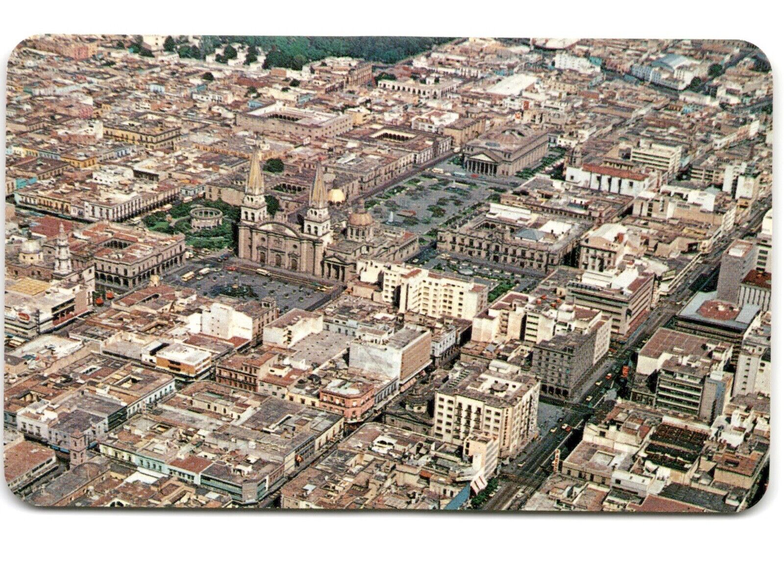 Air View of the center of Guadalajara, Mexico Vintage Chrome Postcard