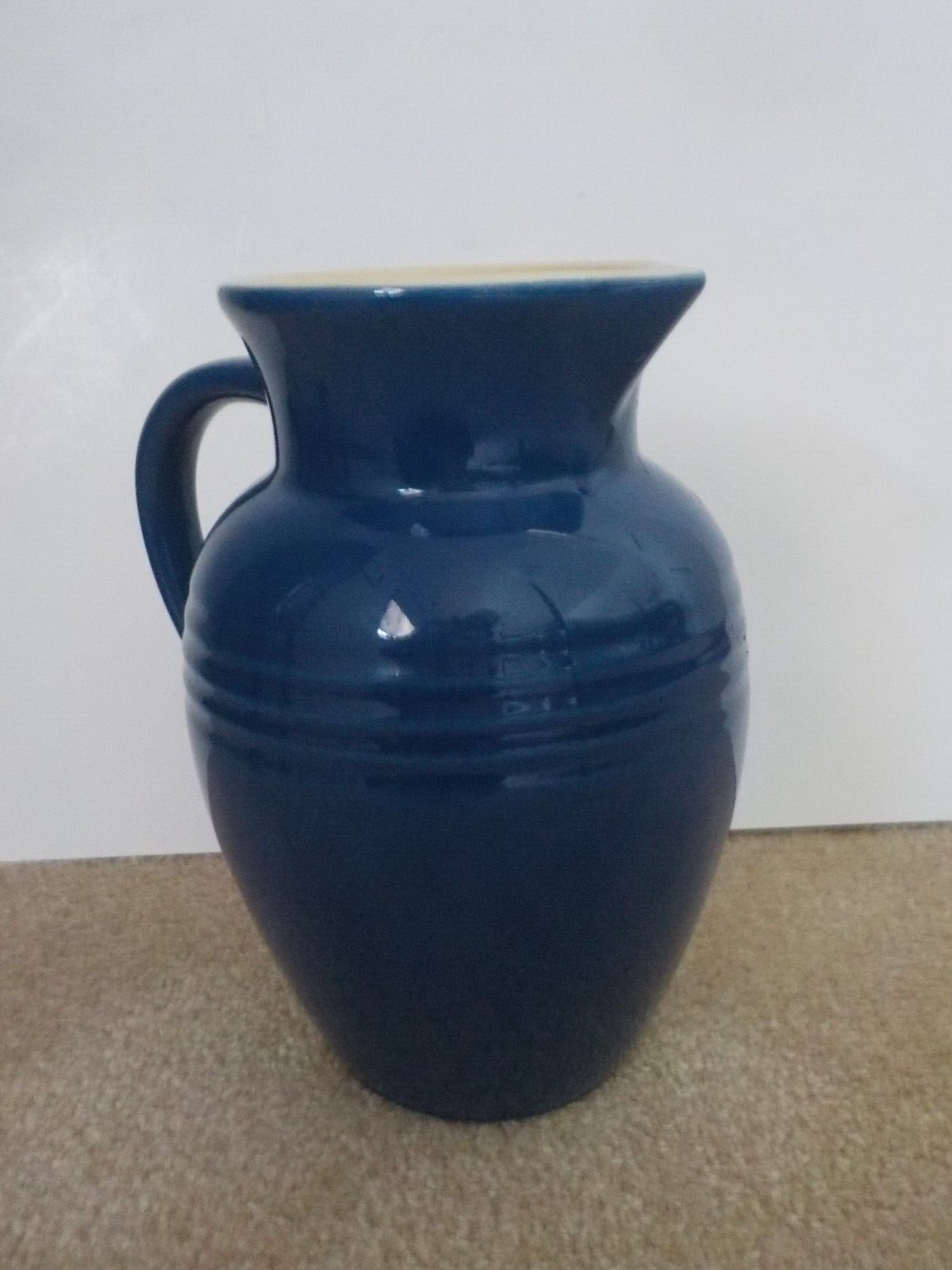 Vintage Le Creuset blue ceramic pitcher 10 cups or  2.5 quarts