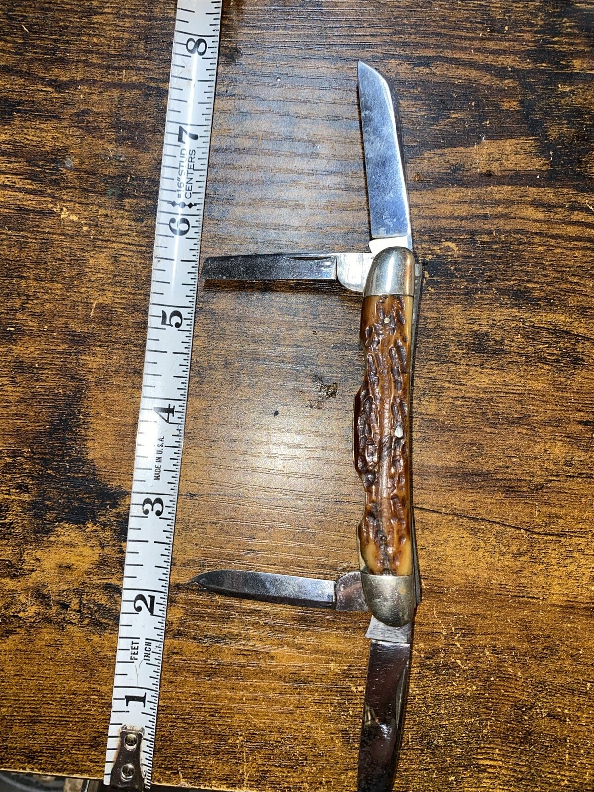 Rare Fulton Cutlery Co. Rochester NY-1920-30.  4 Blade Bone Handled Knife