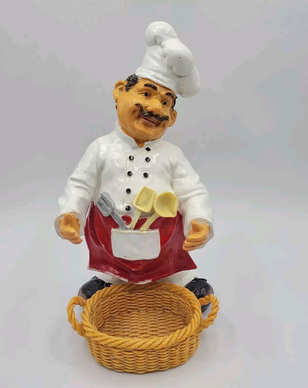 Vintage Italian Chef Man Statue Sculpture Kitchen Figurine With Basket 10
