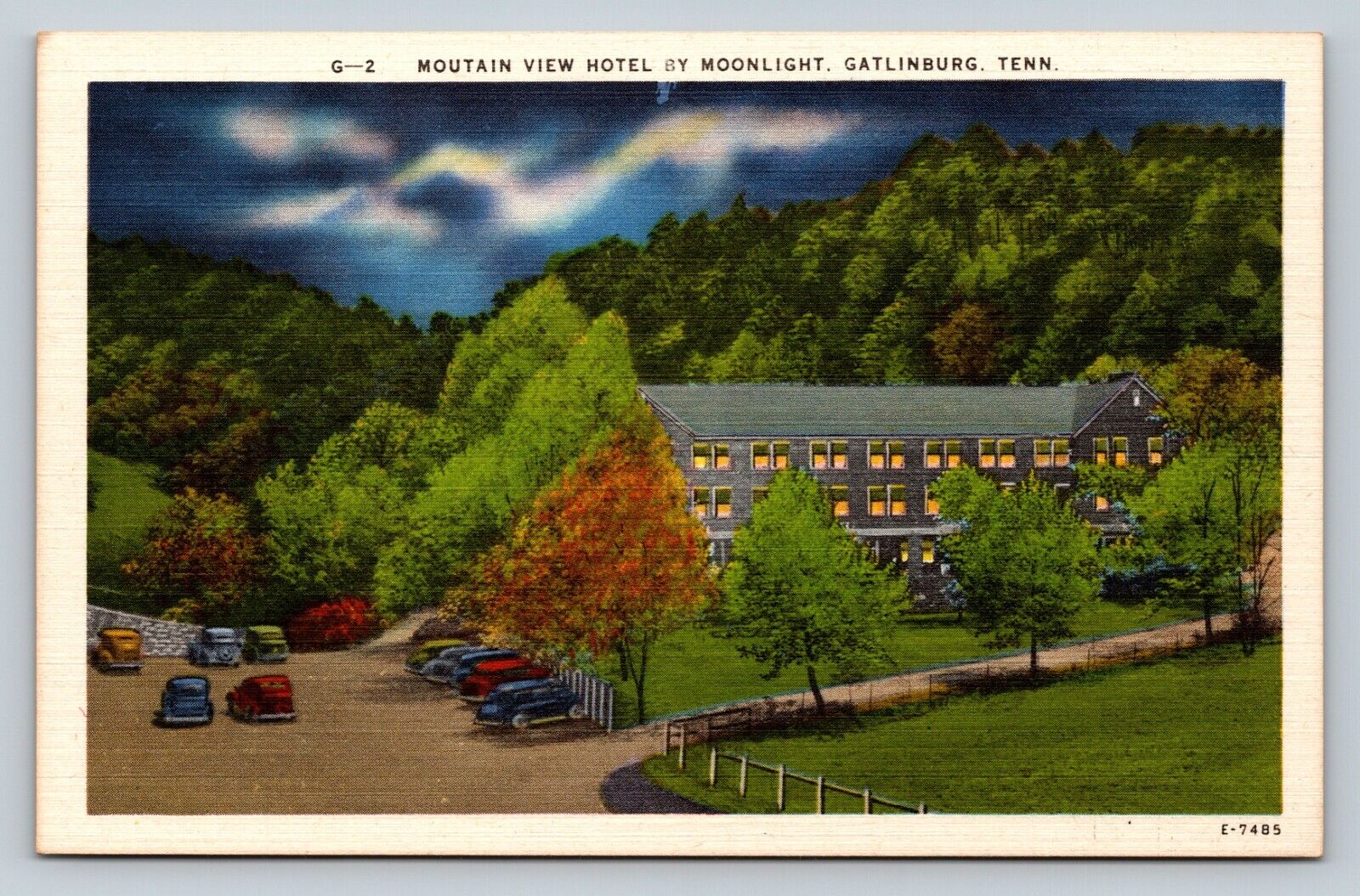 Mountain View Hotel Moonlight Gatlinburg Tennessee TN VINTAGE Postcard
