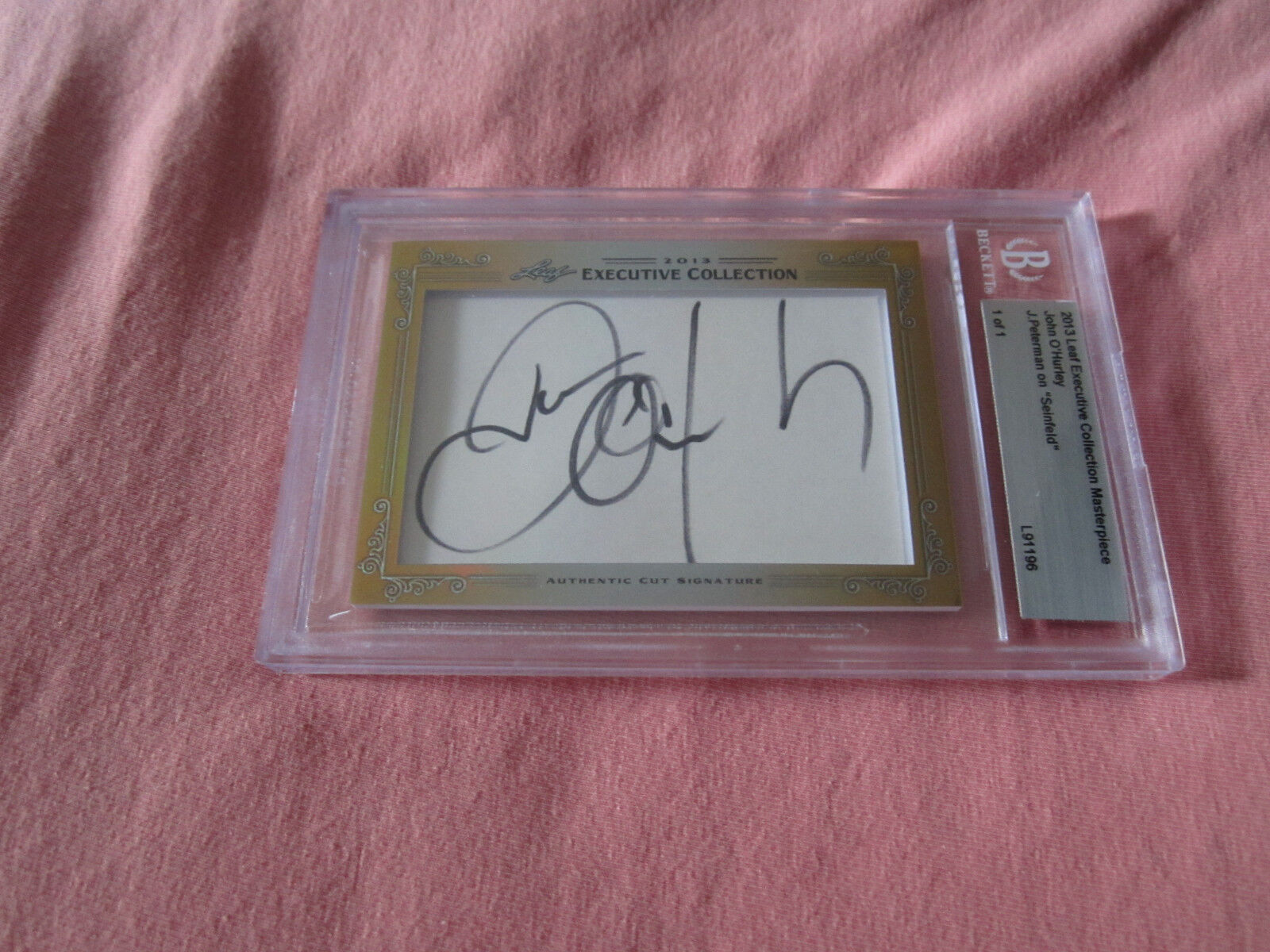 John O\'Hurley 2013 Leaf Masterpiece Cut Signature signed card 1/1 JSA Seinfeld