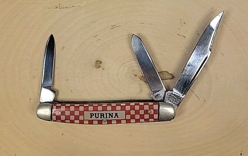 Vintage Kutmaster Utica NY USA 3 Blade Purina Advertising Pocketknife