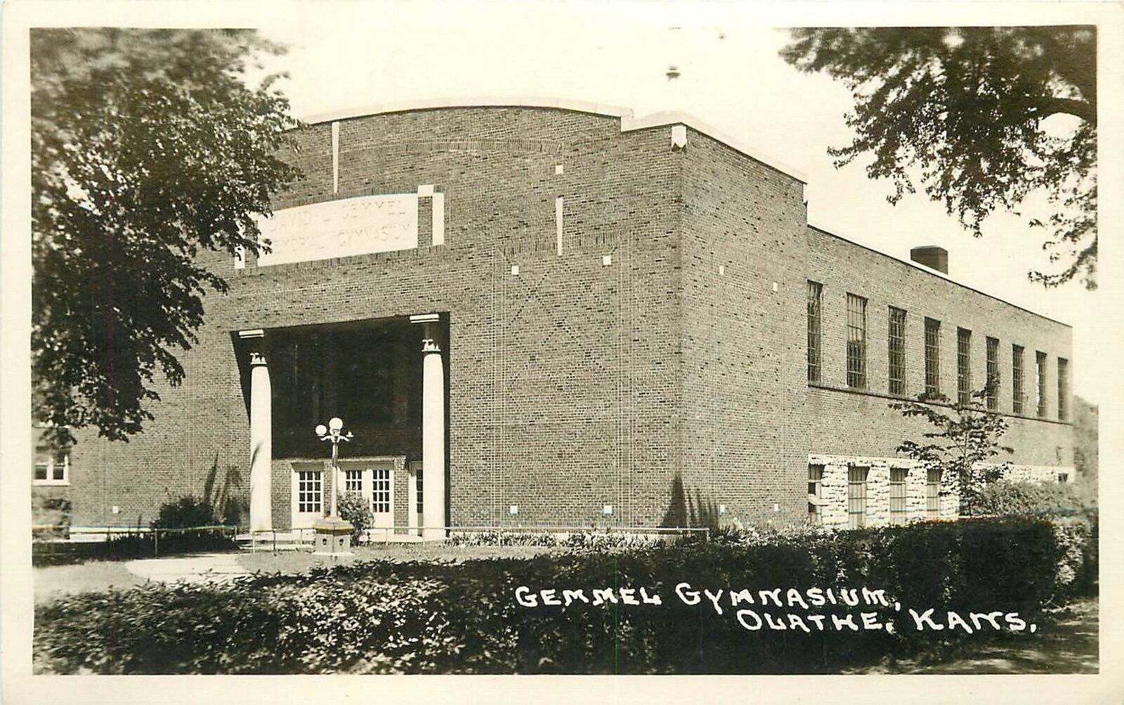 Postcard RPPC Kansas Olathe Gemmel Gymnasium 23-7414