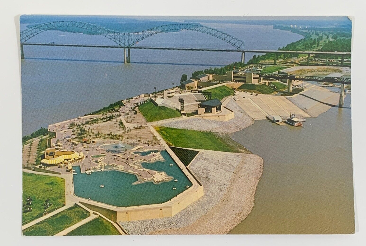 Northwest view of Mud Island Memphis Tennessee Postcard Unposted Aerial View