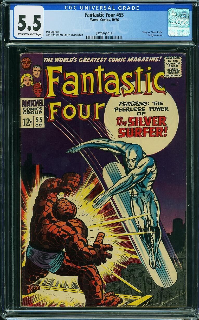 Fantastic Four CGC 5.5 Thing vs. Silver Surfer Classic Cover Art 1966