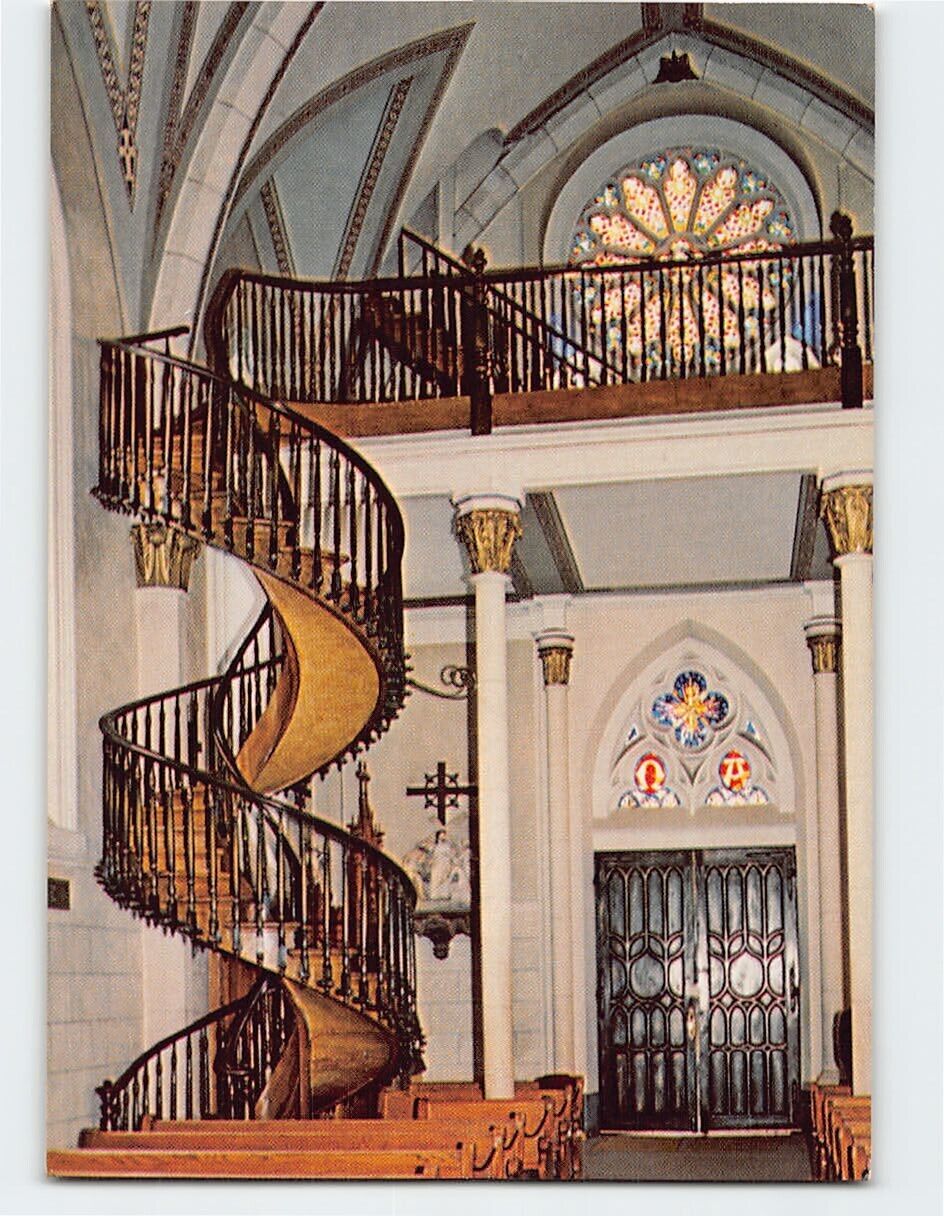 Postcard Spiral Stairway Front Entrance Loretto Chapel Santa Fe New Mexico USA
