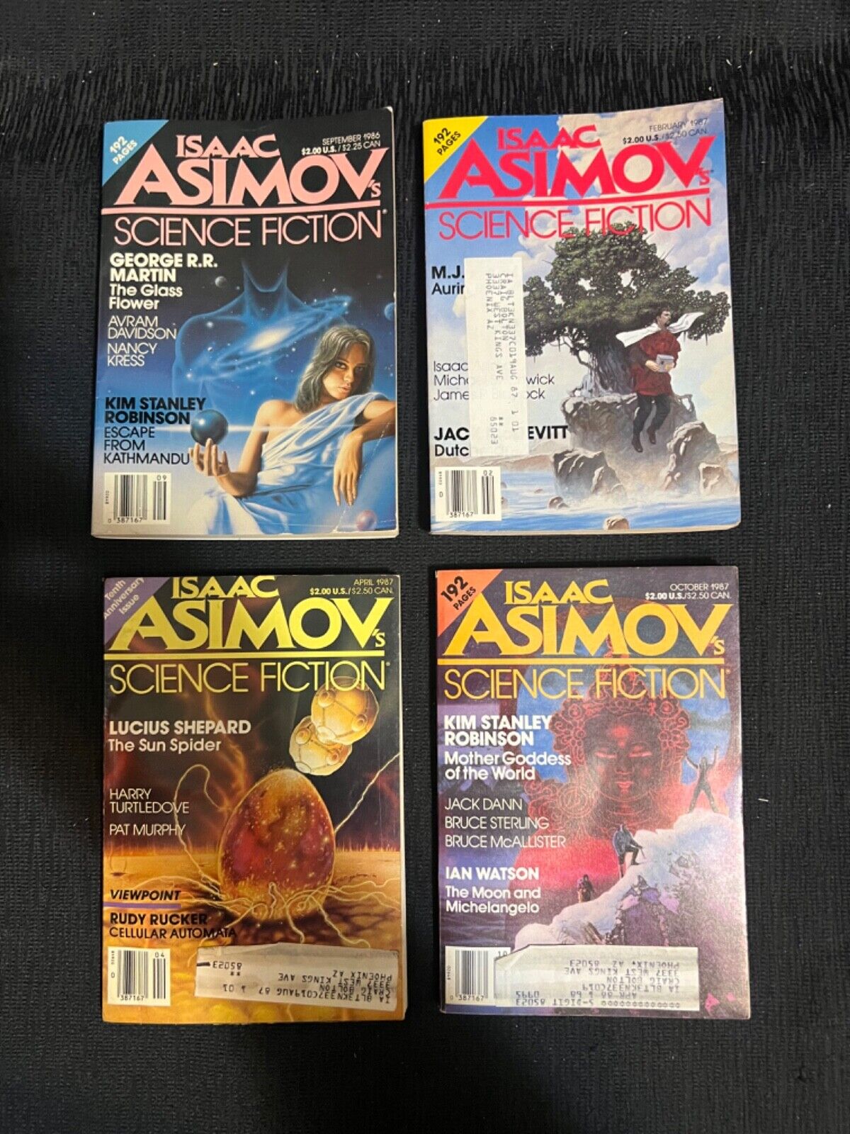 Isaac Asimov's Science Fiction Magazine / Mixed Lot of 4 from 1986-1987 Nice