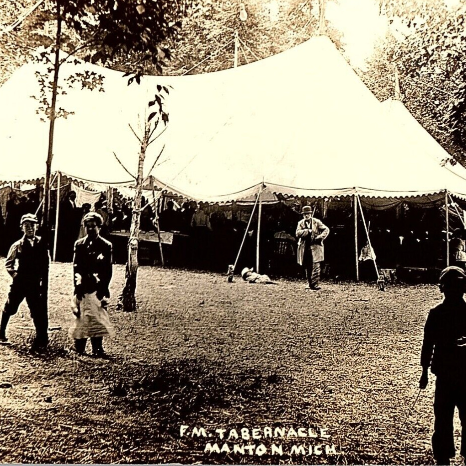 c.1908 Free Methodist Tabernacle Tent Conference Camp Manton MI RPPC Wexford Co.