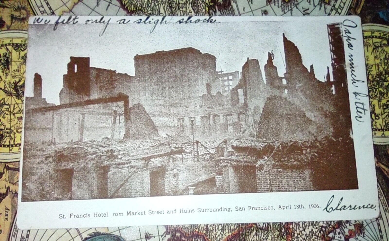  POSTCARD POSTED 16 DAYS AFTER 1906 S.F. EARTHQUAKE IN L.A.  \
