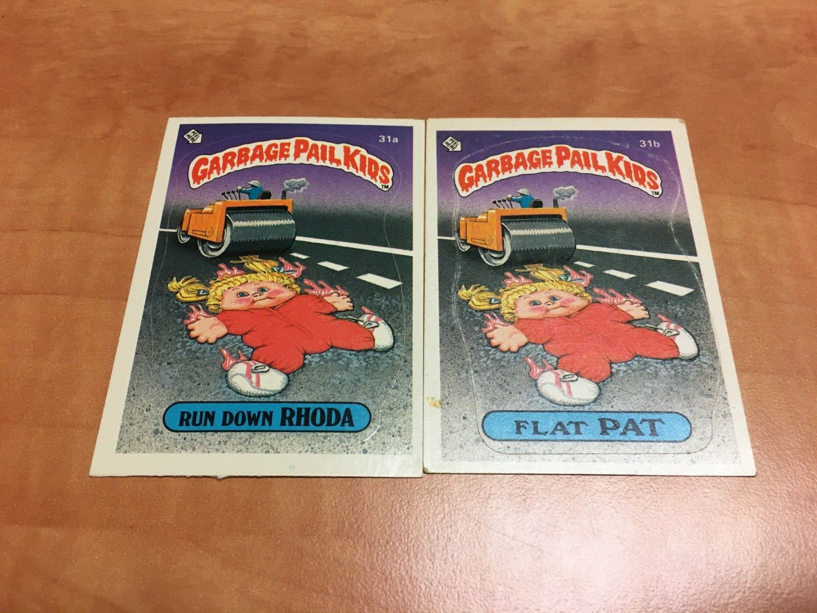 1985 Topps Garbage Pail Kids Series 1 OS1 GPK Run Down Rhoda Flat Pat 31a/b Matt