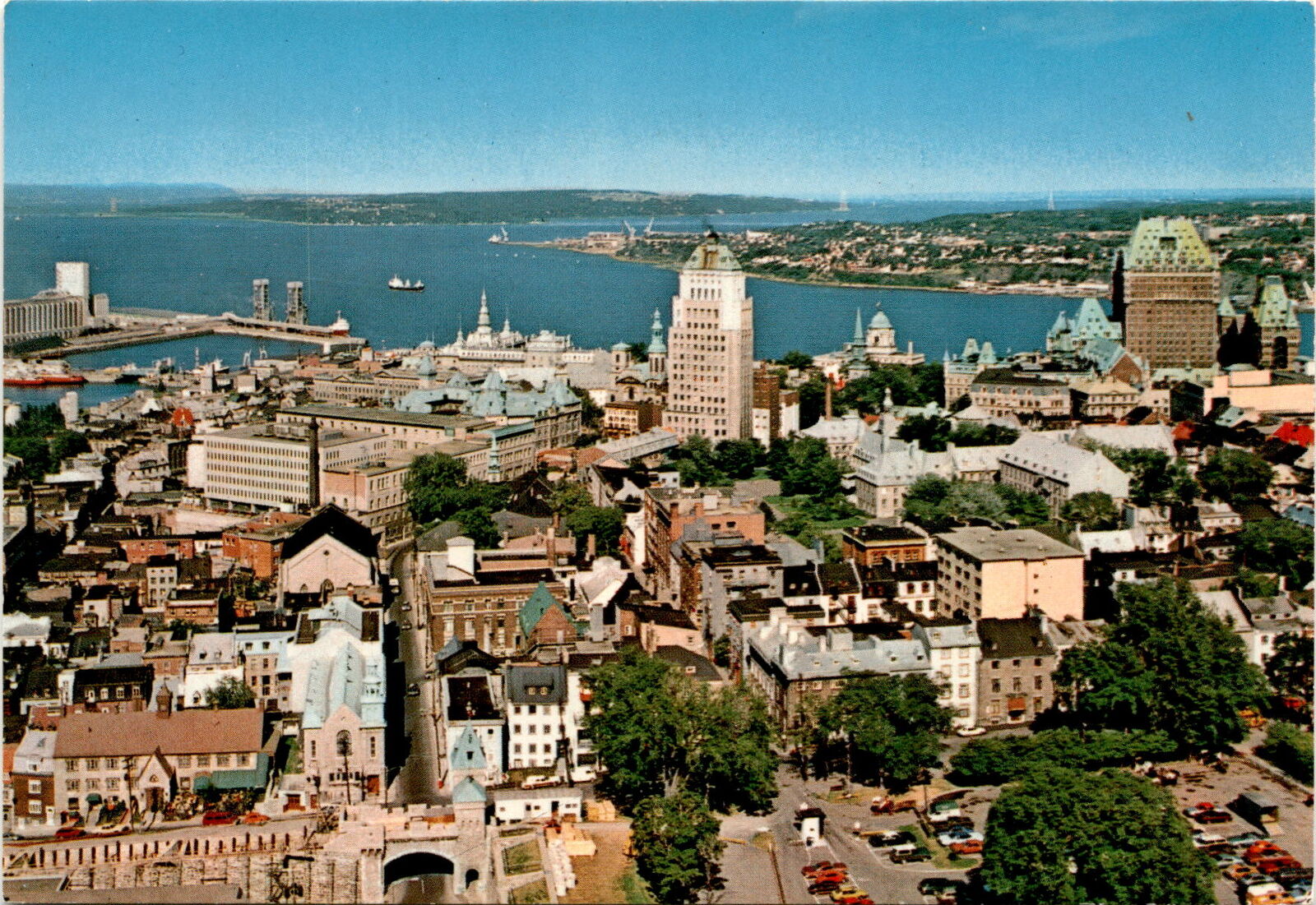 Stunning aerial view of Quebec City. postcard