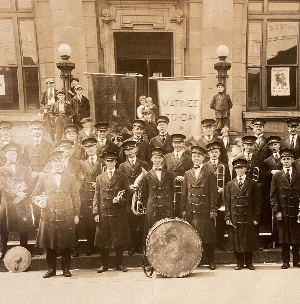 Old Photo Wilmington OH Clinton Co Early Courthouse 1 or 2 Band Musicians WW1