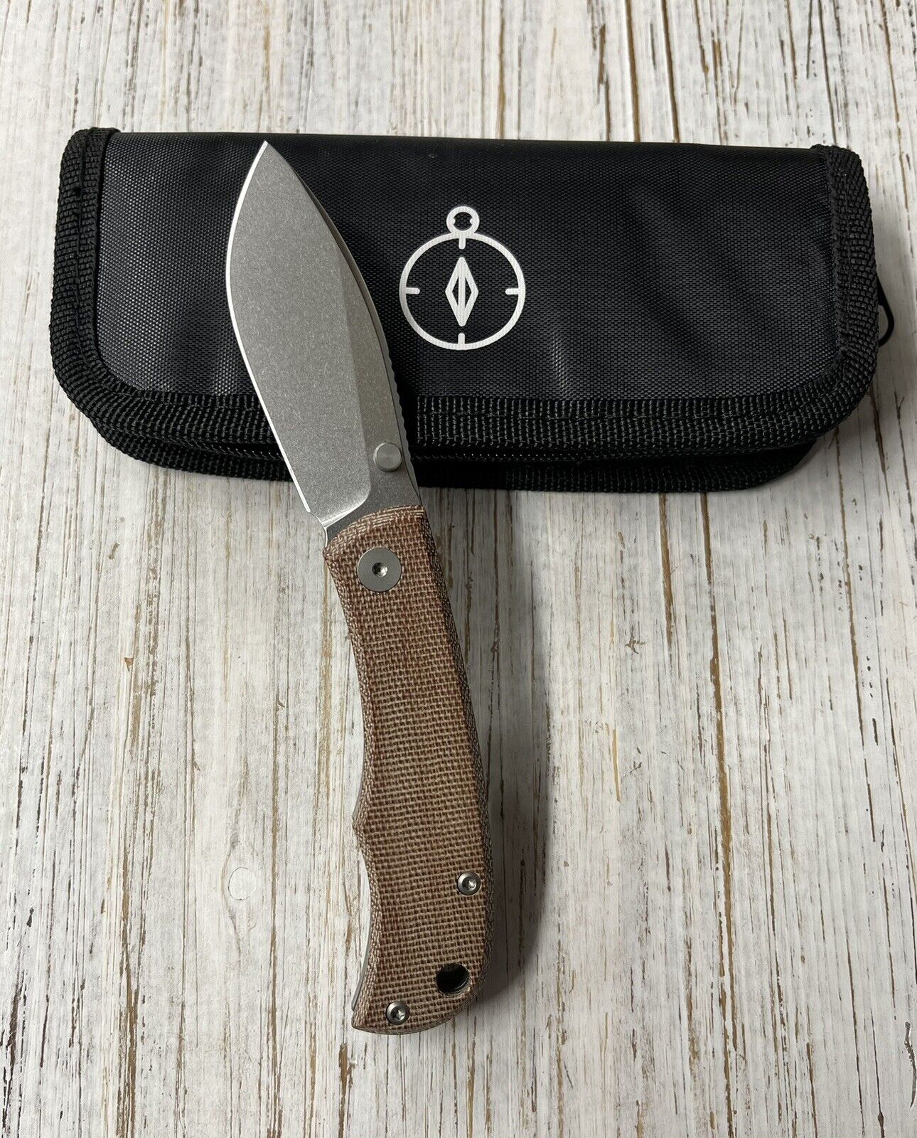 Urban EDC Baby Nessie Knife Natural Micarta Handle M390 Stonewashed Blade