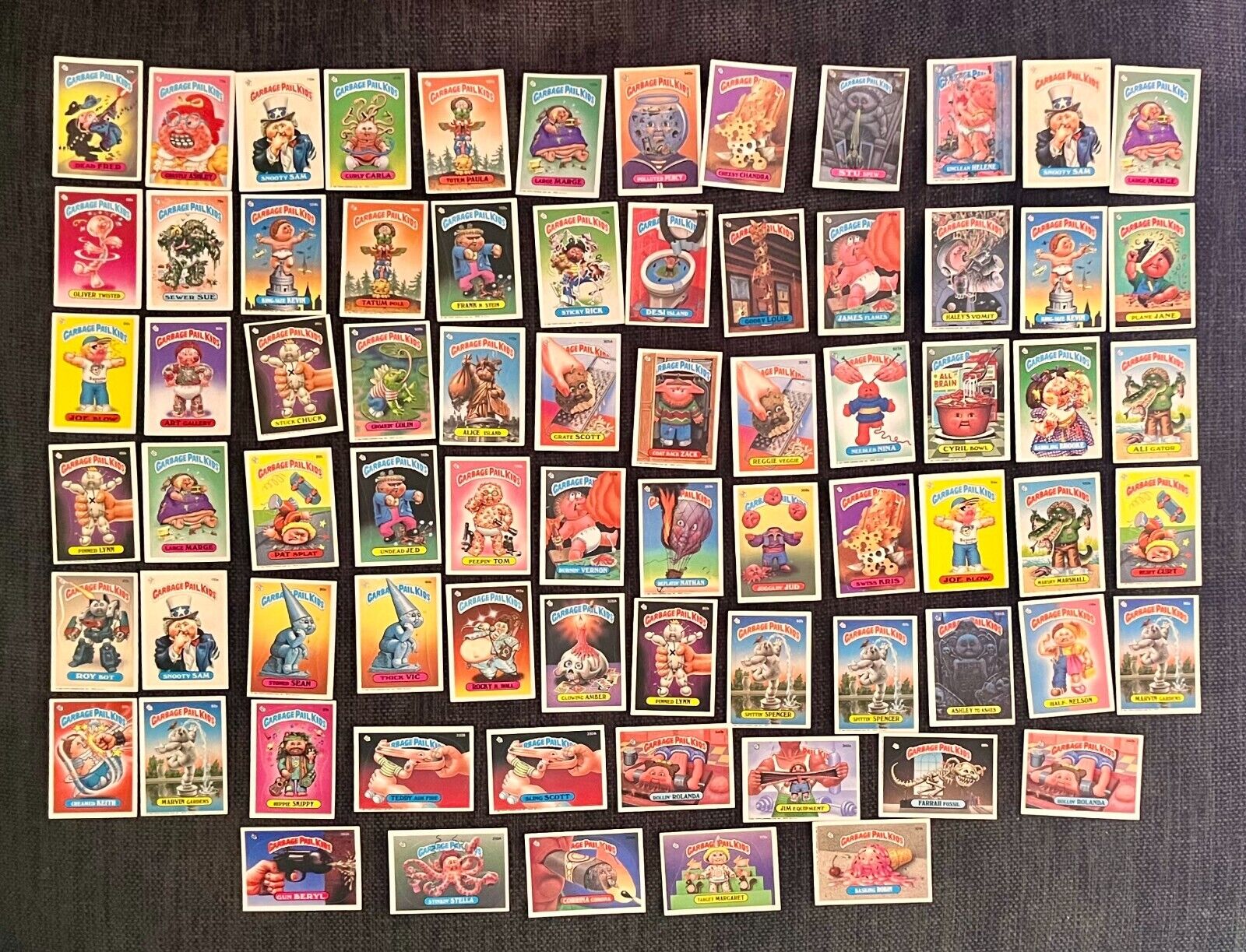 74 Garbage Pail Kids stickers, good condition, various years incl. 1st edition