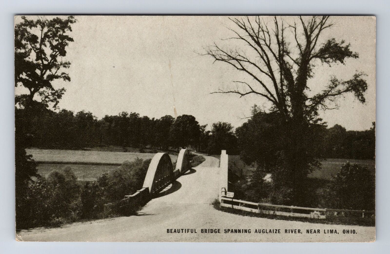 Lima OH-Ohio, Bridge Spanning Auglaize River, Antique Vintage Souvenir Postcard