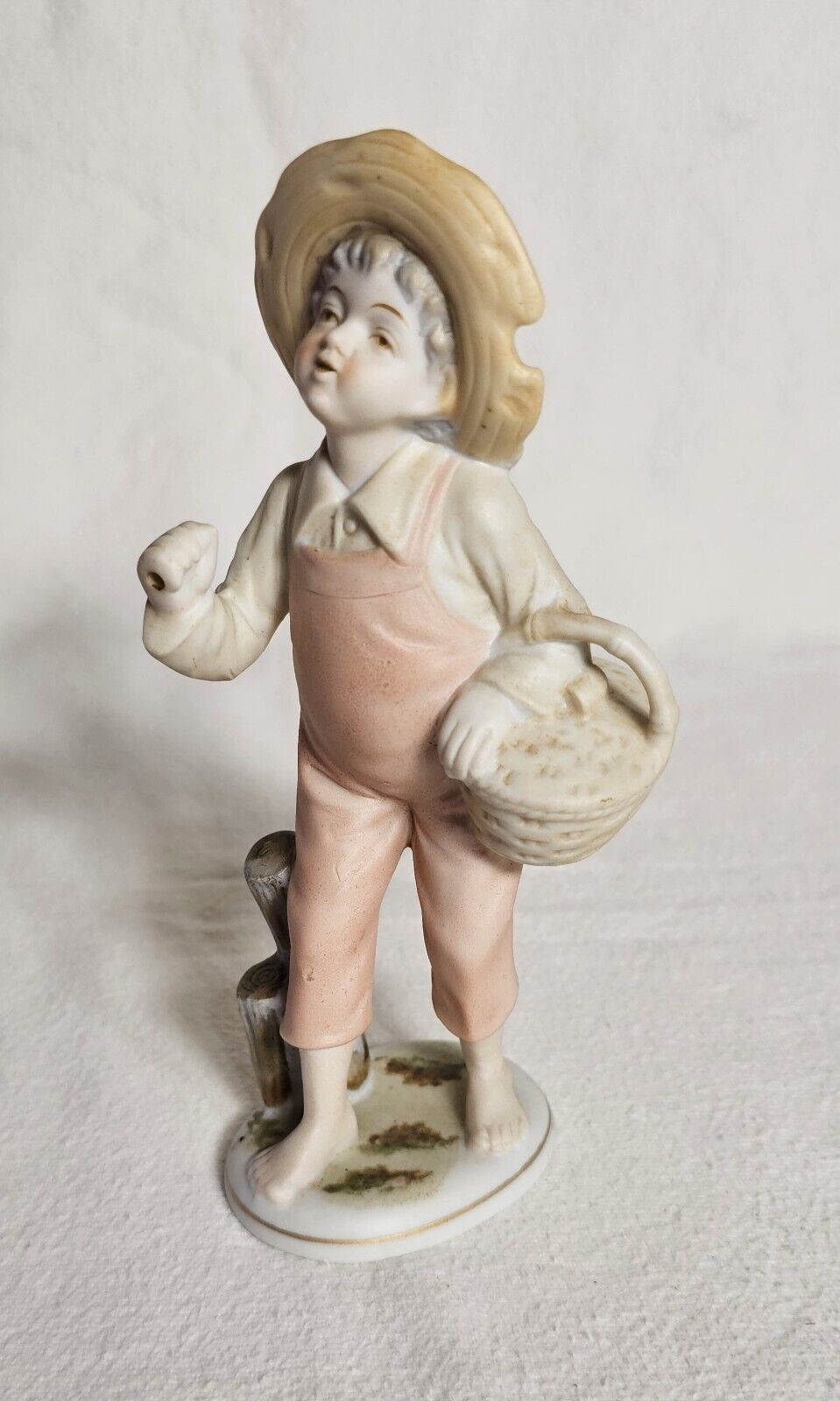Vintage Ucago Figurine Boy With Fishing Pole