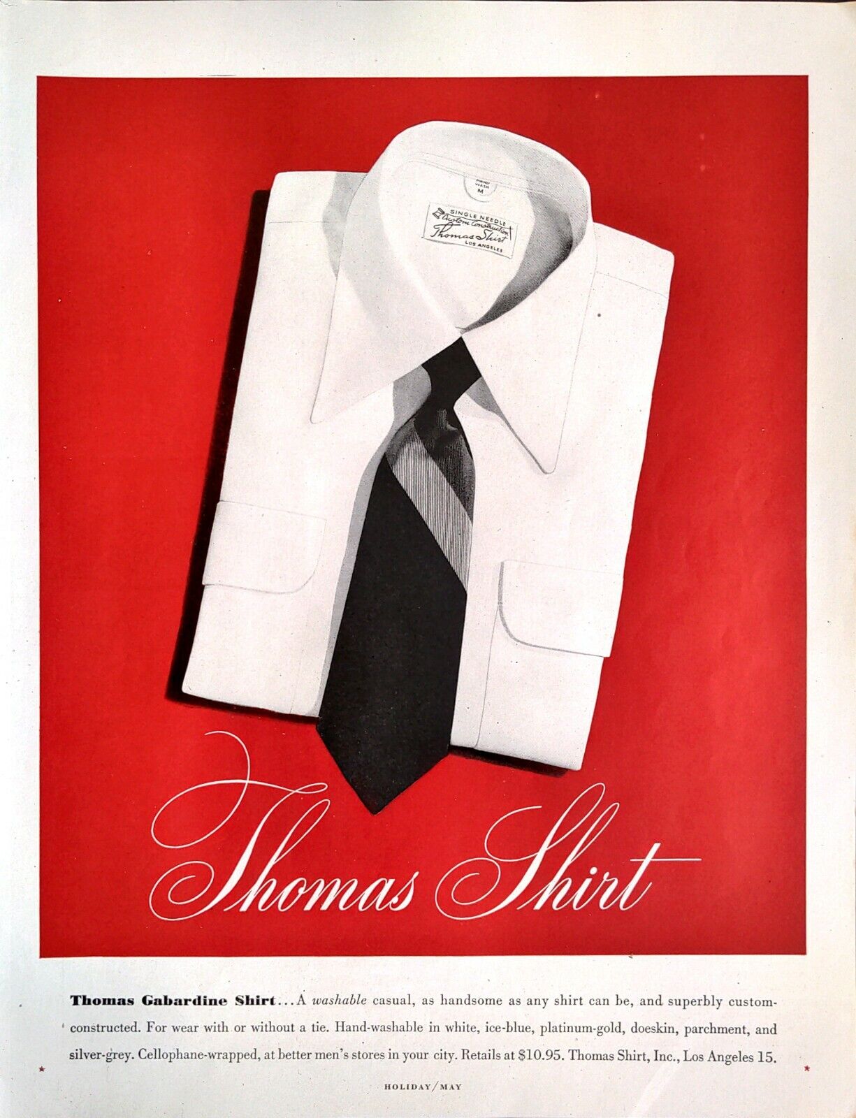 1948 Thomas Shirt Gabardine Hand-Washable Print Ad 163