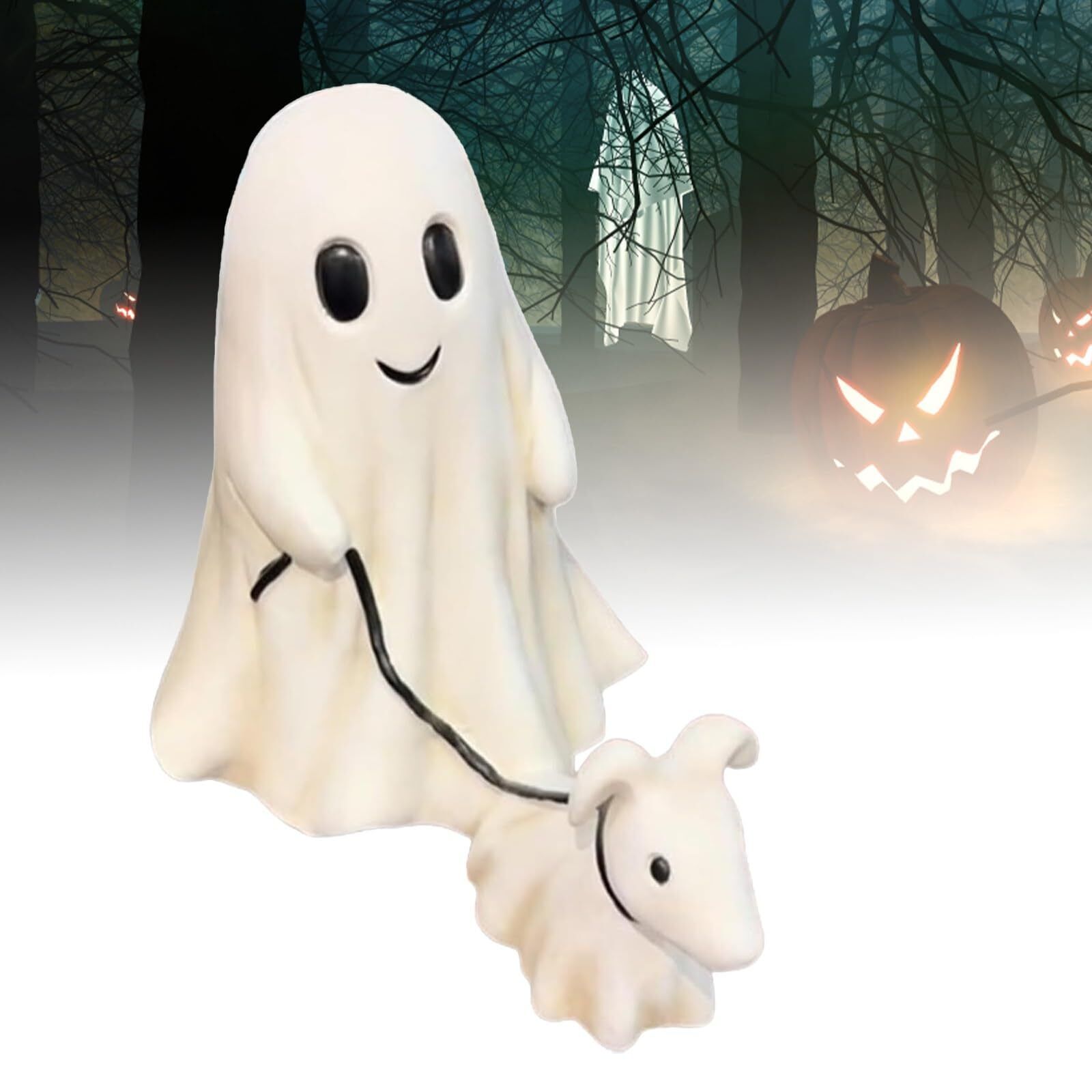 Halloween Goblin And Ghoul Ghost Walking Dog,Spooky Ghost Dog Figurine Decorate