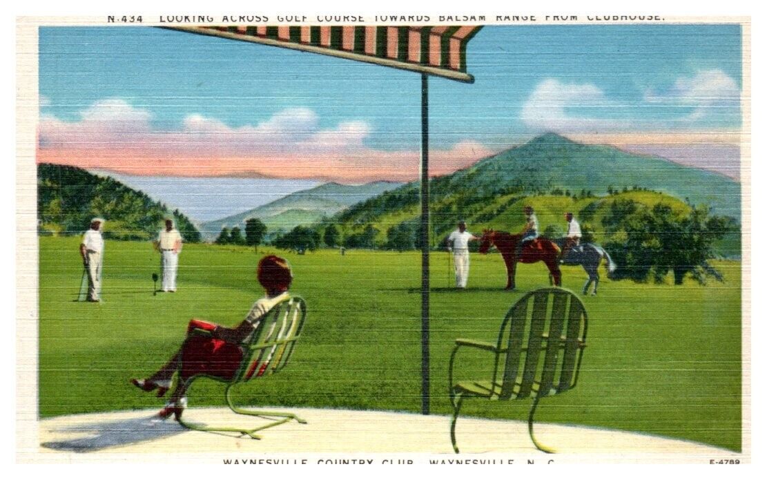 WAYNESVILLE COUNTRY CLUB North Carolina GOLF COURSE linen - Postcard