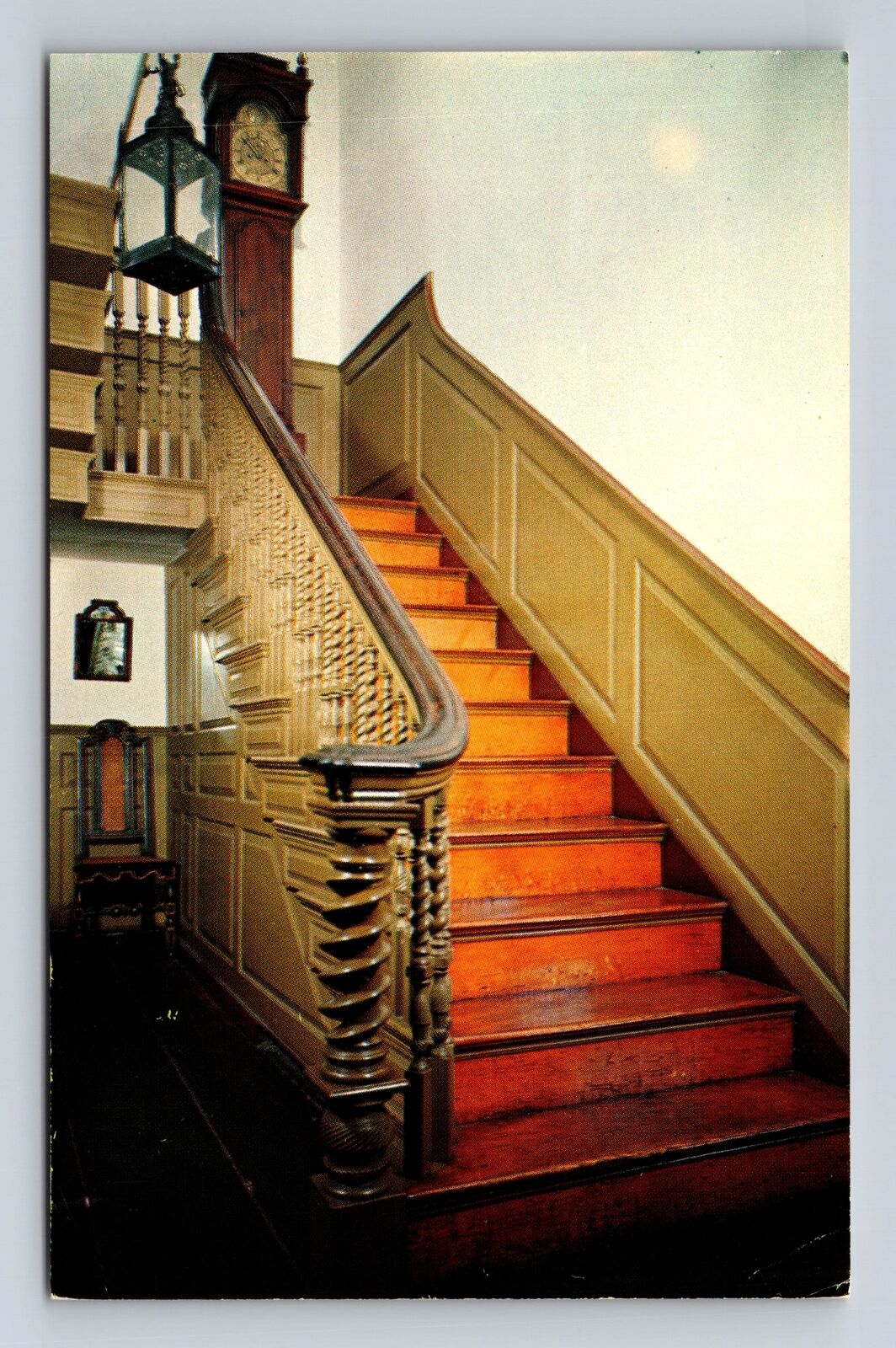 Salem MA-Massachusetts, Derby House Stairway Front Hall, Vintage Postcard