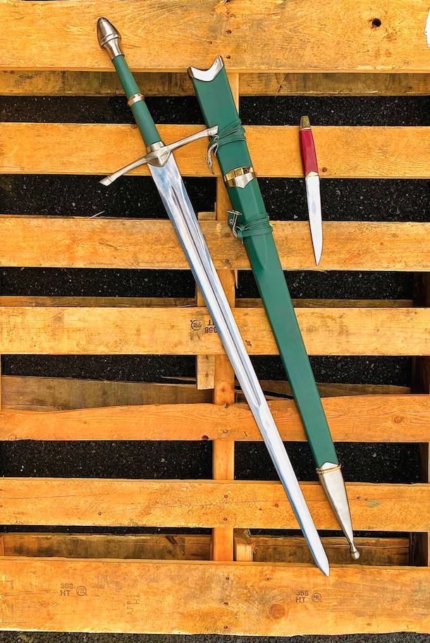 Fully Handmade Aragorn Strider Ranger Sword W/ Knife (Green) Replica
