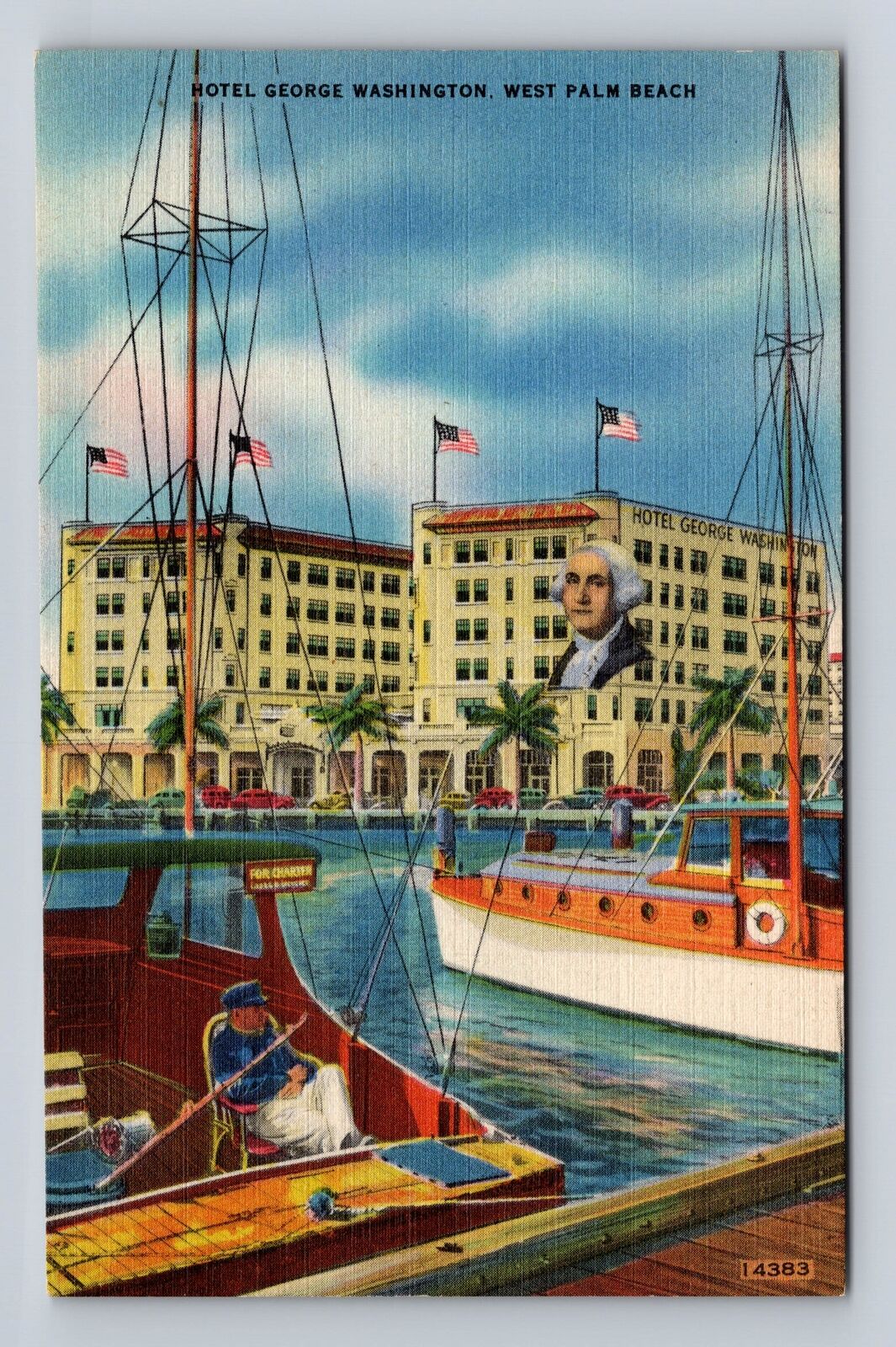 West Palm Beach FL-Florida, Hotel George Washington Advertising Vintage Postcard