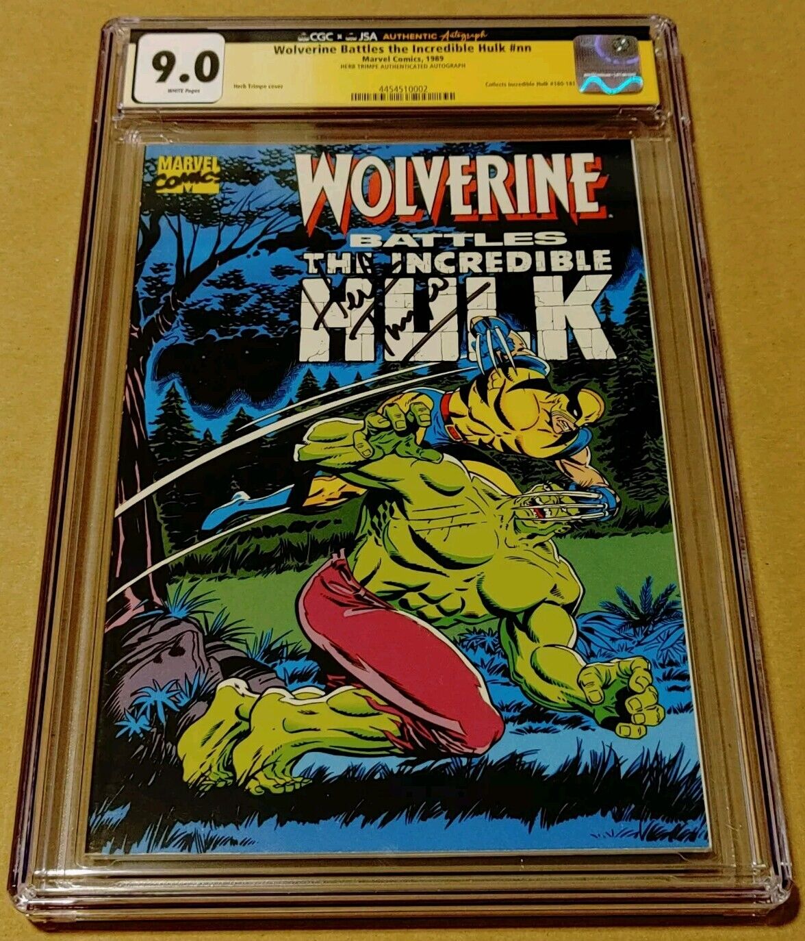 Wolverine Battles Incredible Hulk #1 CGC  JSA 9.0 Signed by the late Herb Trimpe