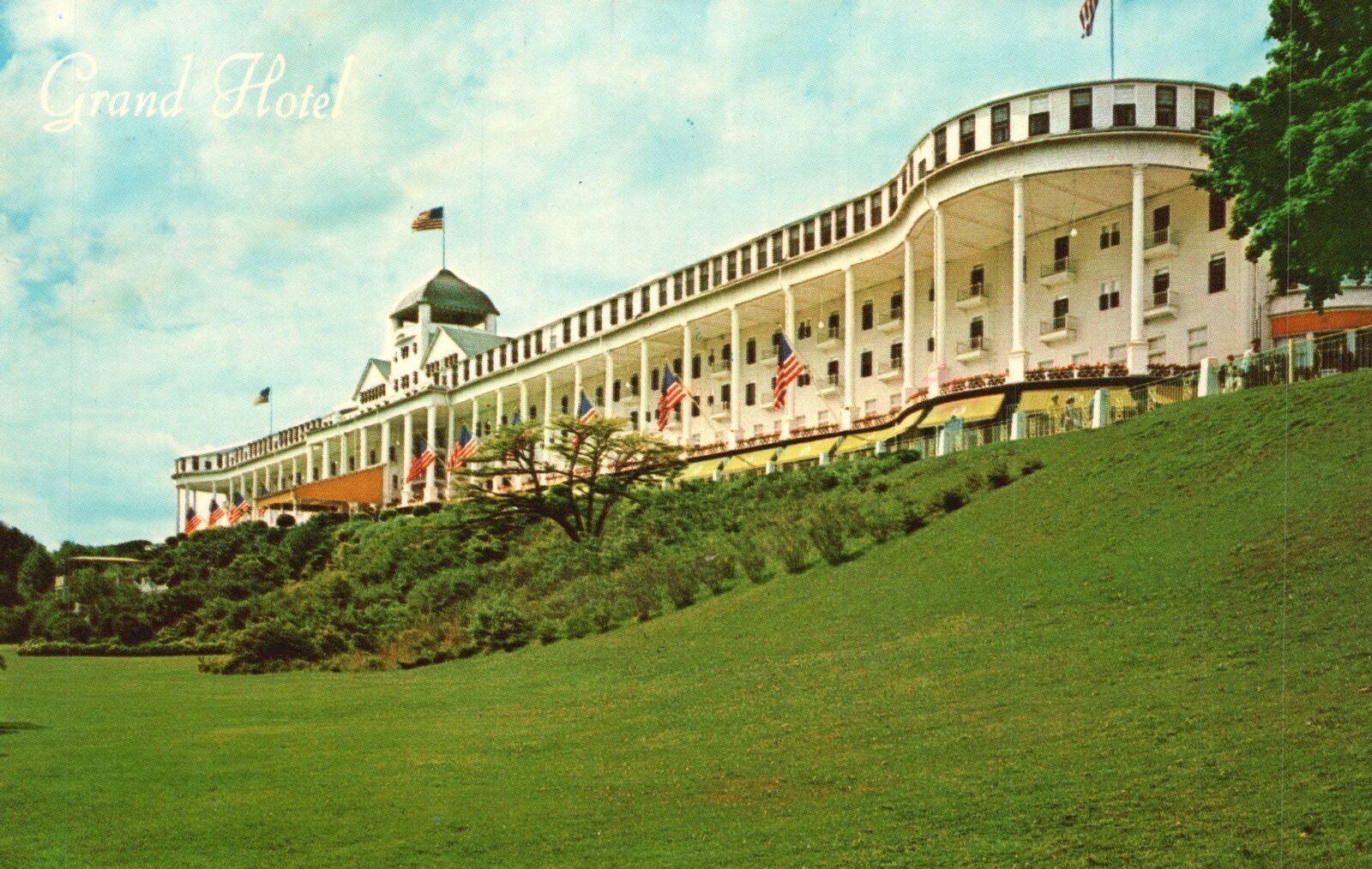 Vintage Postcard The Grand Hotel Seen From The Grounds Mackinac Island Michigan
