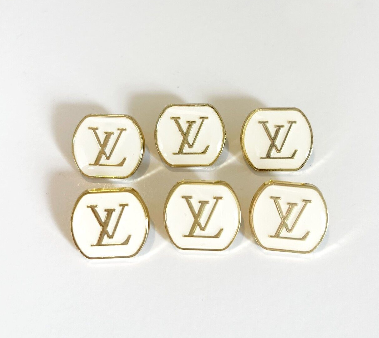 Designer Louis Vuitton LV White Gold Square Button Bundle | Set of 6