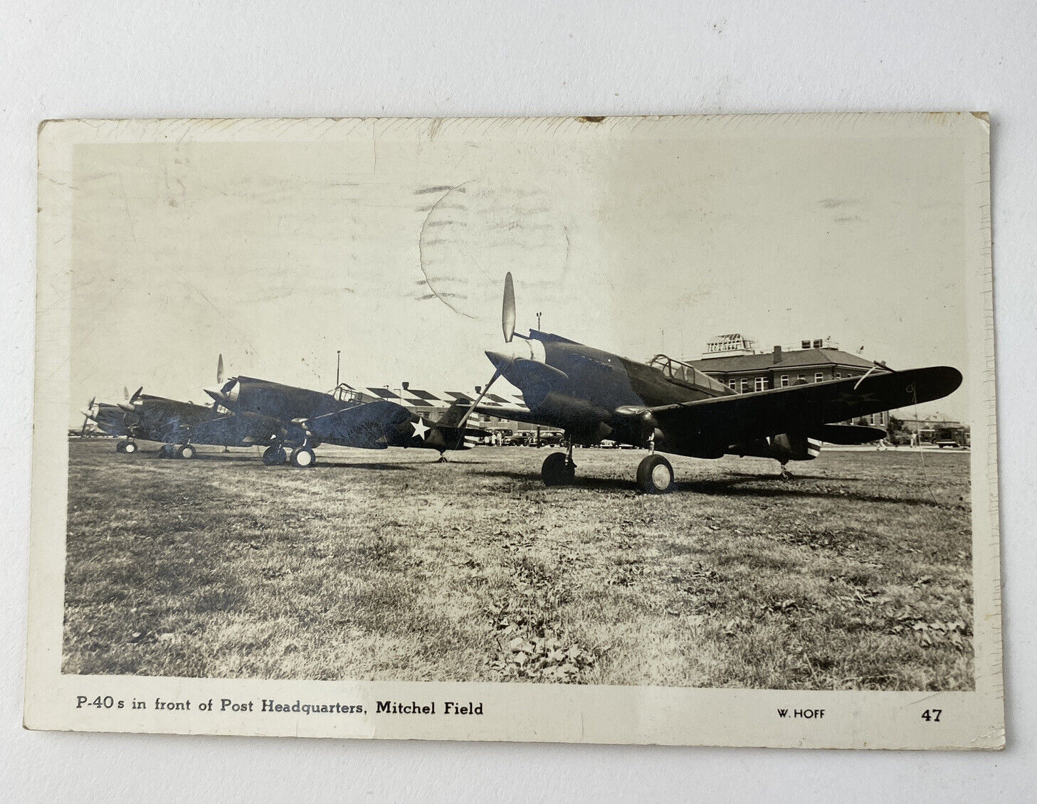 RPPC Postcard Mitchel Field P-40s Fighter Bombers WW2 Posted 1942 Historical