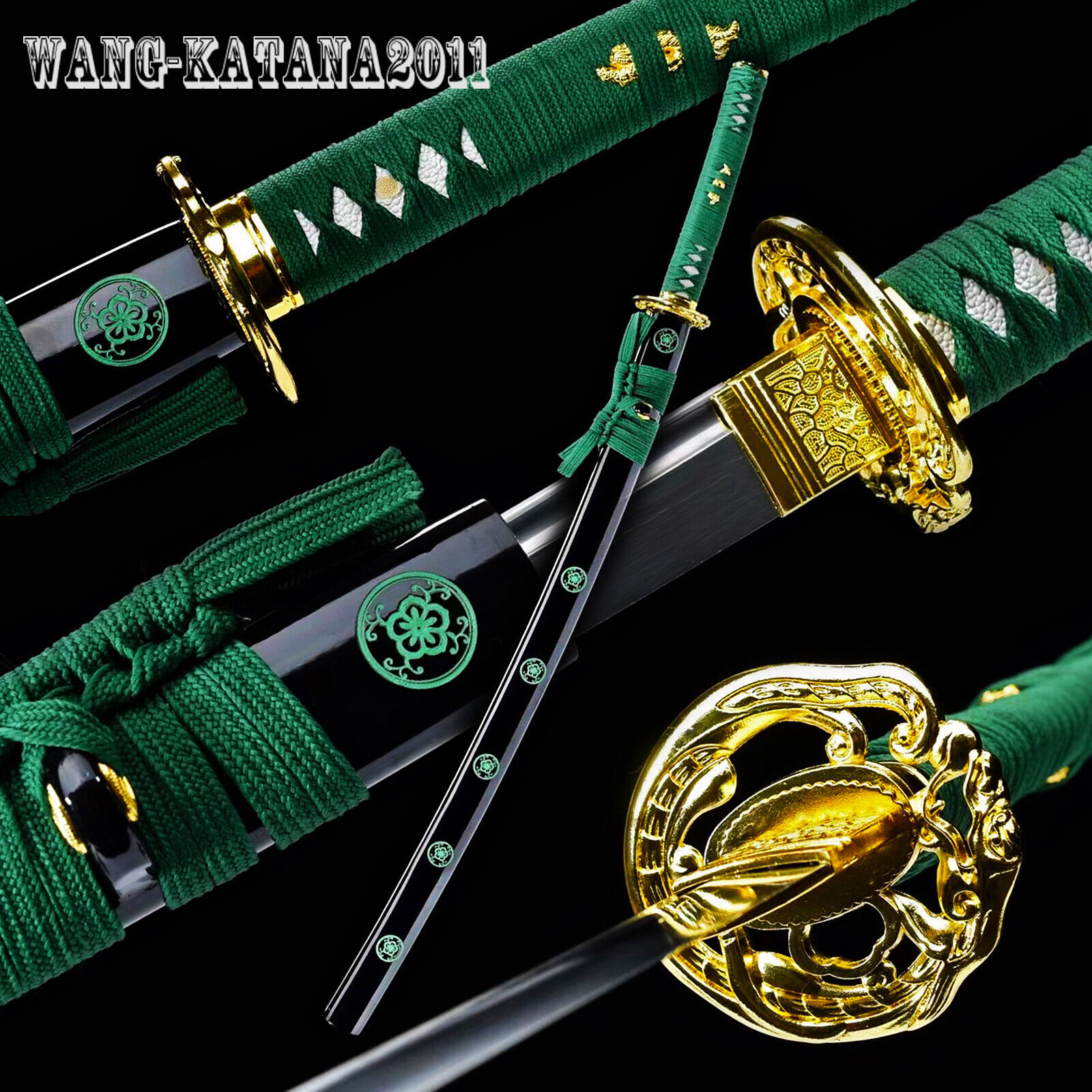 Green Sakura Japanese Samurai Katana High Carbon Steel Battle Ready Sharp Sword