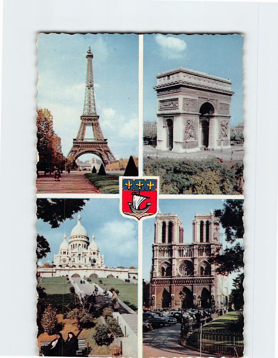 Postcard Famous Landmarks in Paris France
