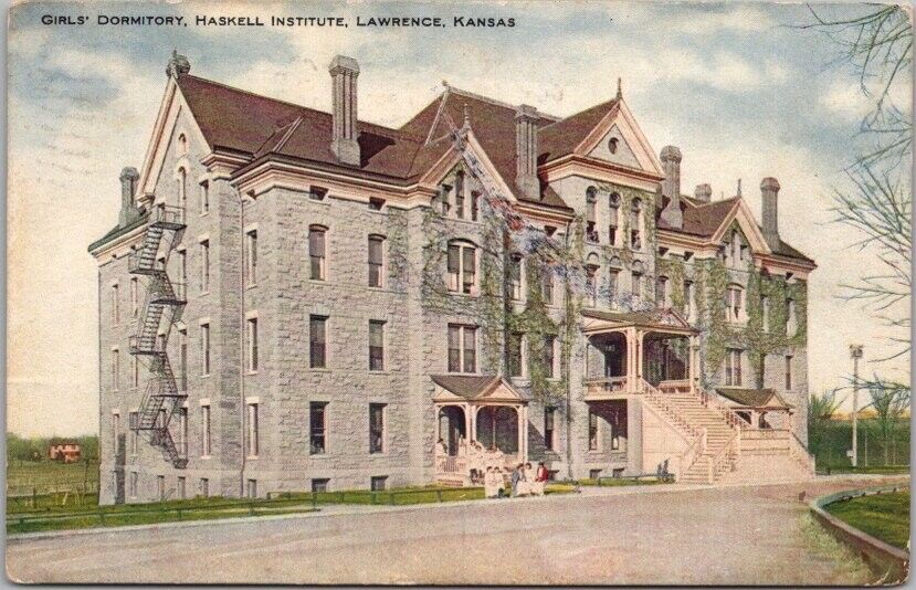 1909 LAWRENCE Kansas Postcard INDIAN SCHOOL \