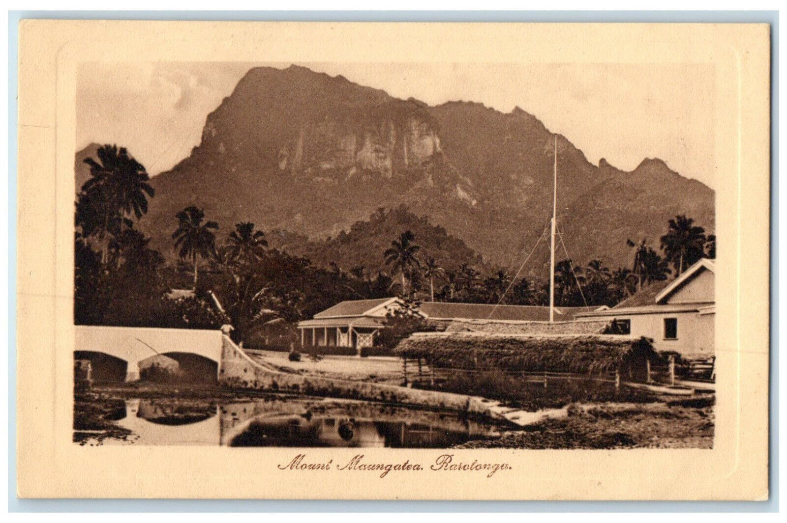 c1920's Mount Maungatea Rarotonga Cook Island Unposted Antique Postcard