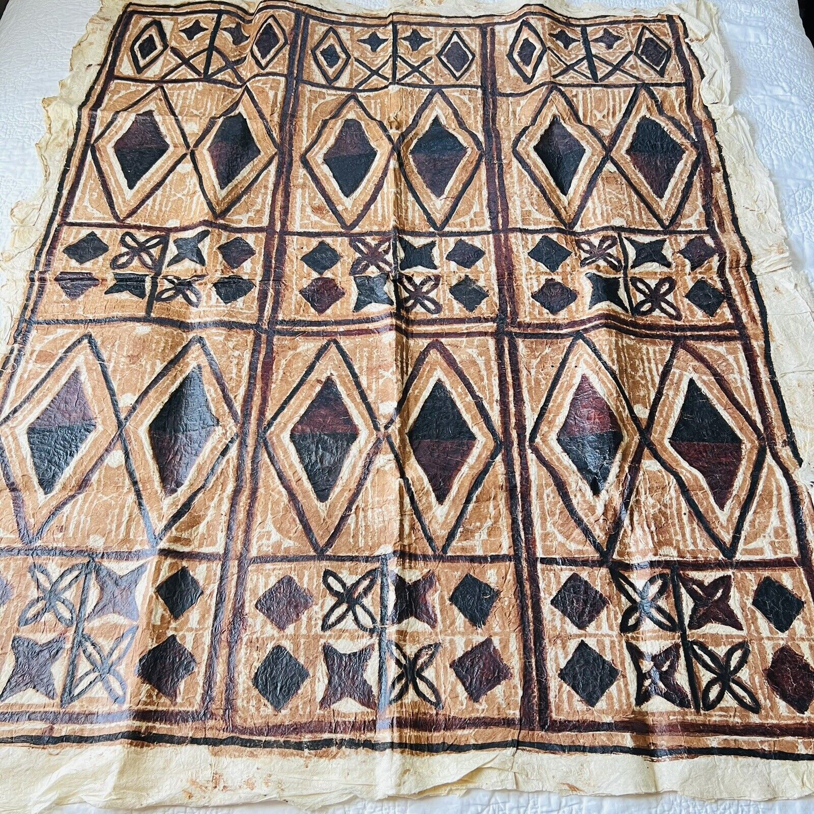 Tapa cloth vintage Polynesian 45”x55” 