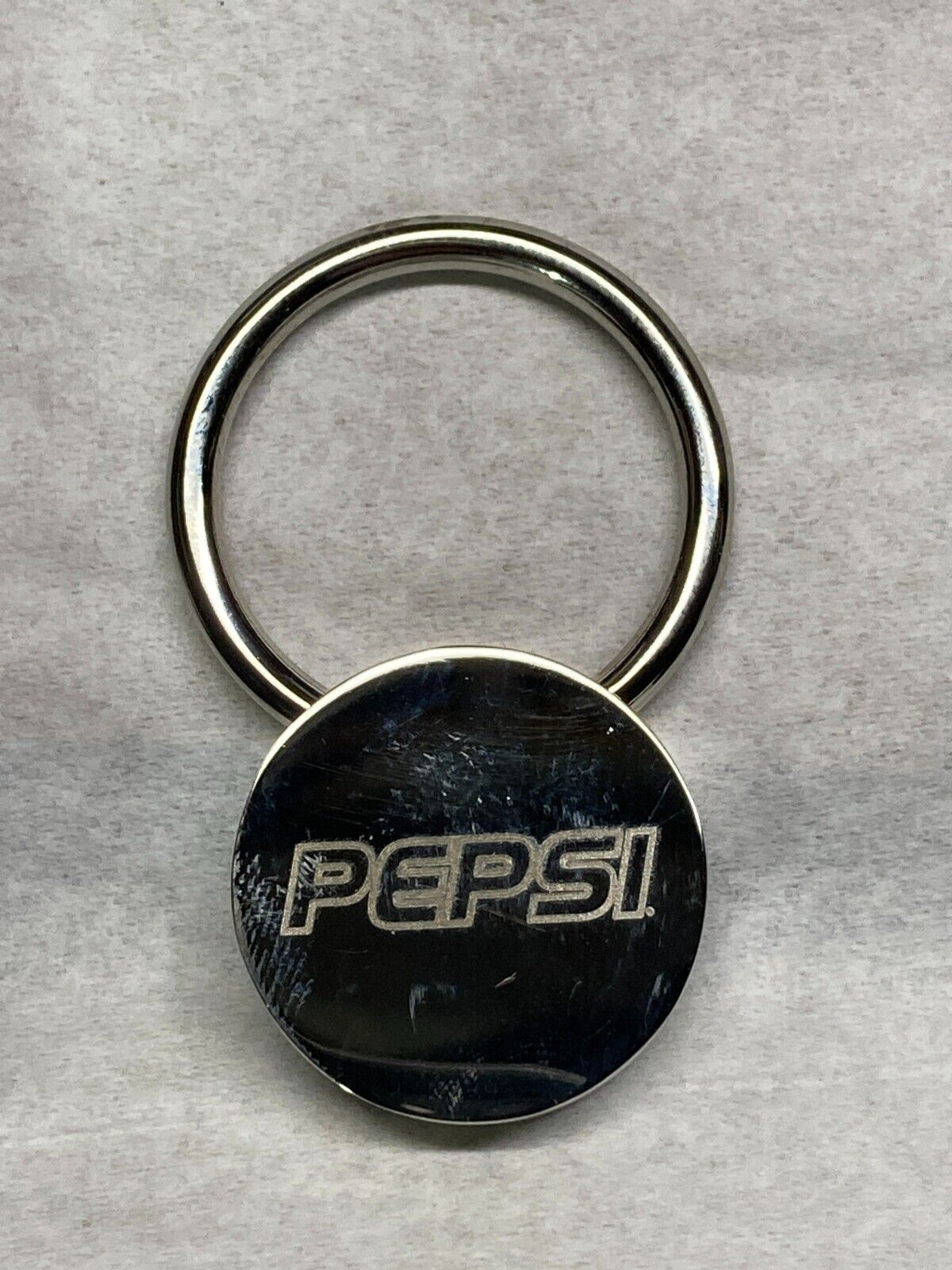 PEPSI Chrome Promotional Key Chain Ring Vintage 1990's NEW w/Display Box RARE