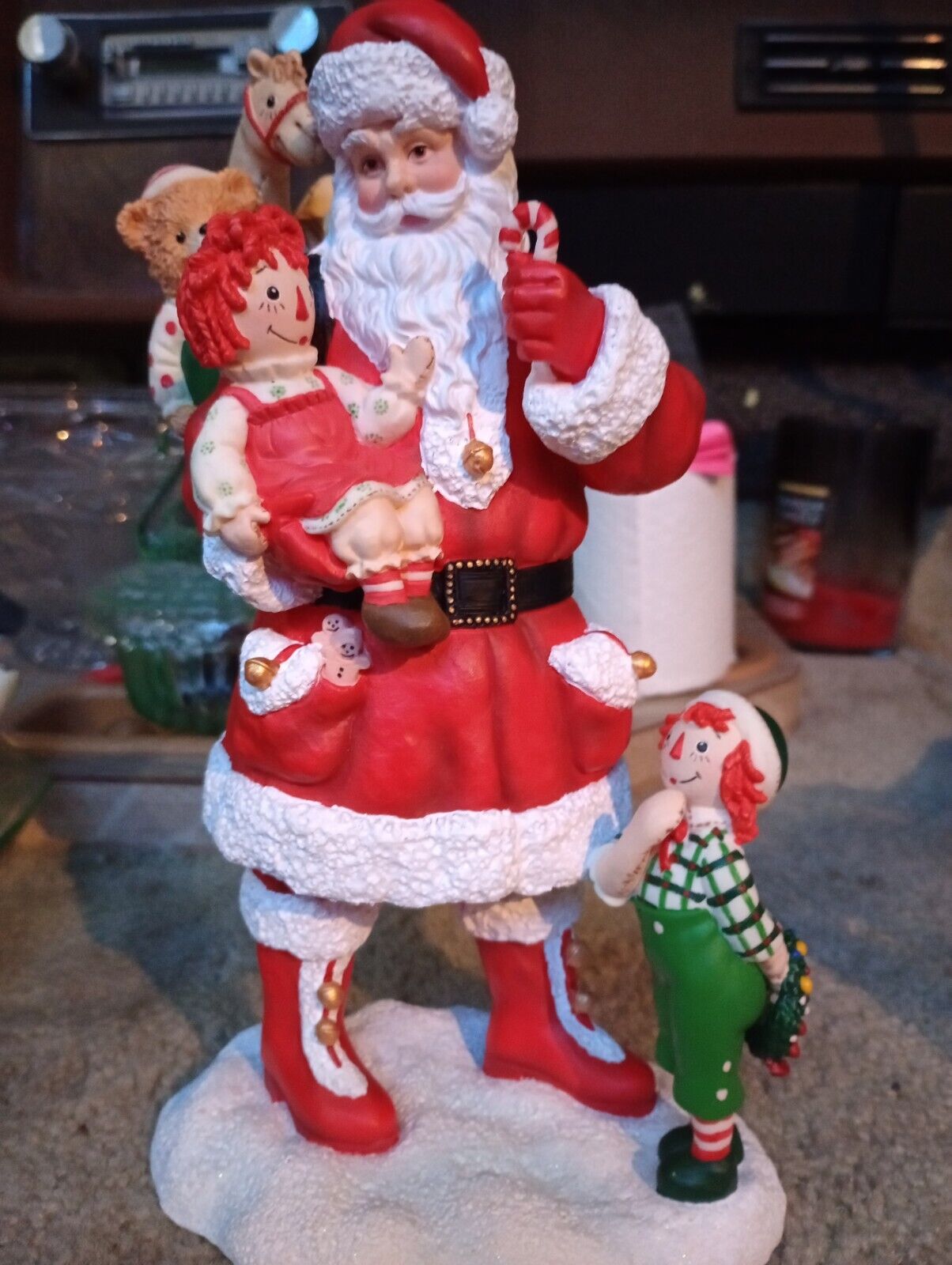 Rare vintage Raggedy Ann and Andy Santa figurine by Pipka 