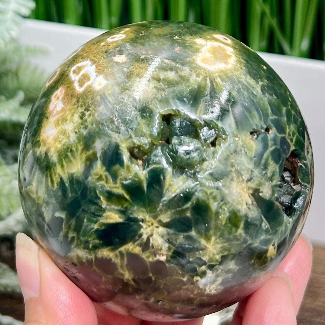 Eighth Vein Orbicular Sea Ocean Jasper Sphere Bubble Crystal Ball 636g 78mm