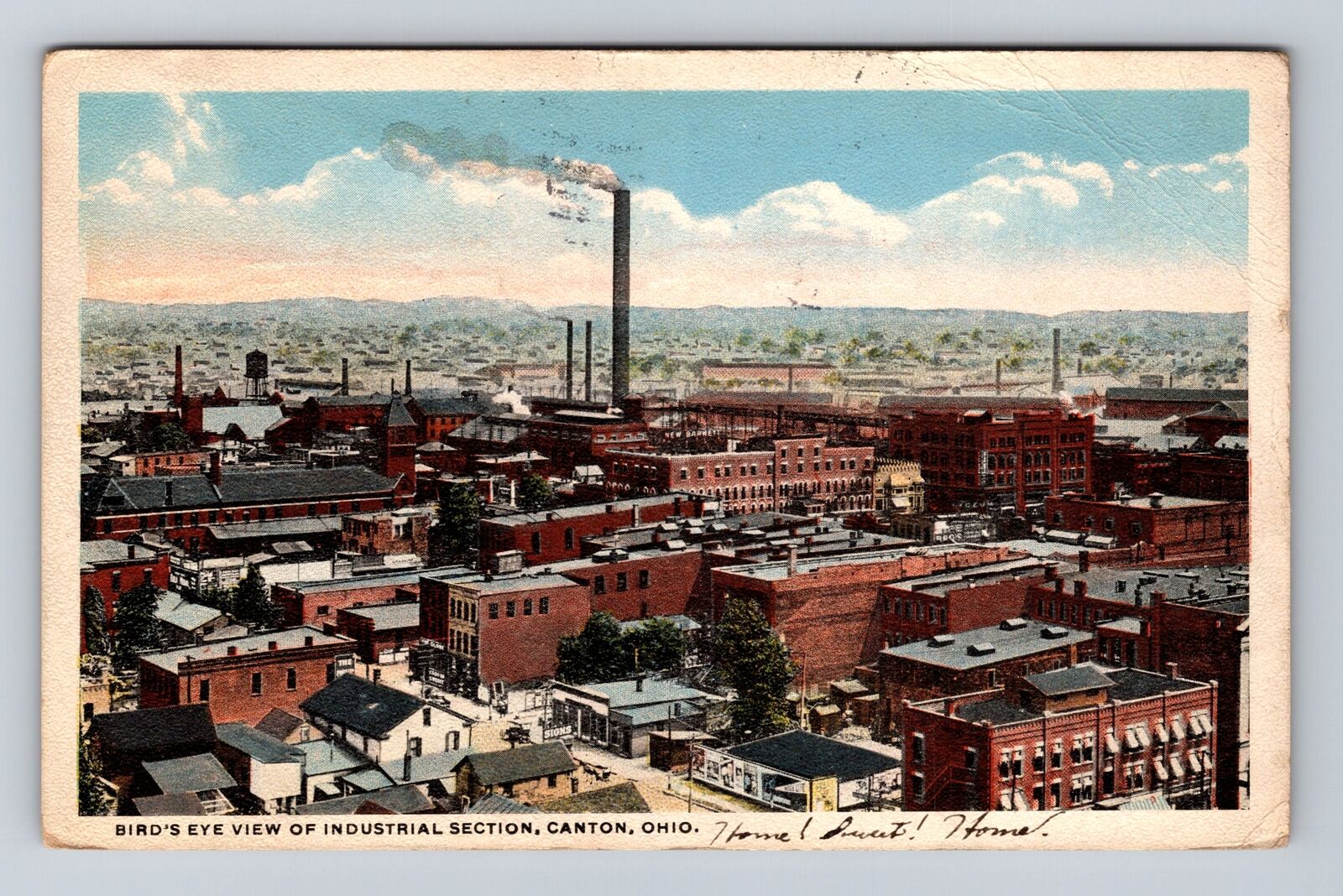 Canton OH-Ohio, Birds Eye View Industrial Area, Antique Vintage Postcard
