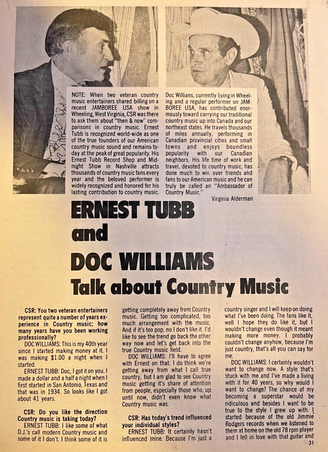 1976 Country Singers Ernest Tubb and Doc Williams