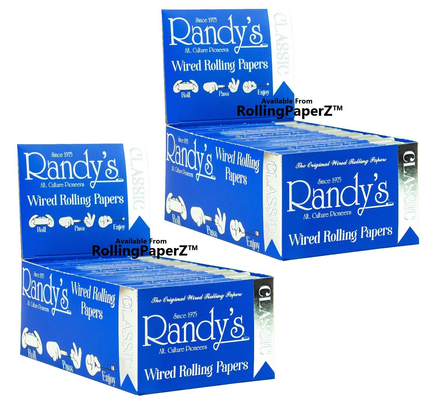TWO BOXES Randy's CLASSIC 1 1/4 Size WIRED Cigarette Rolling Papers 